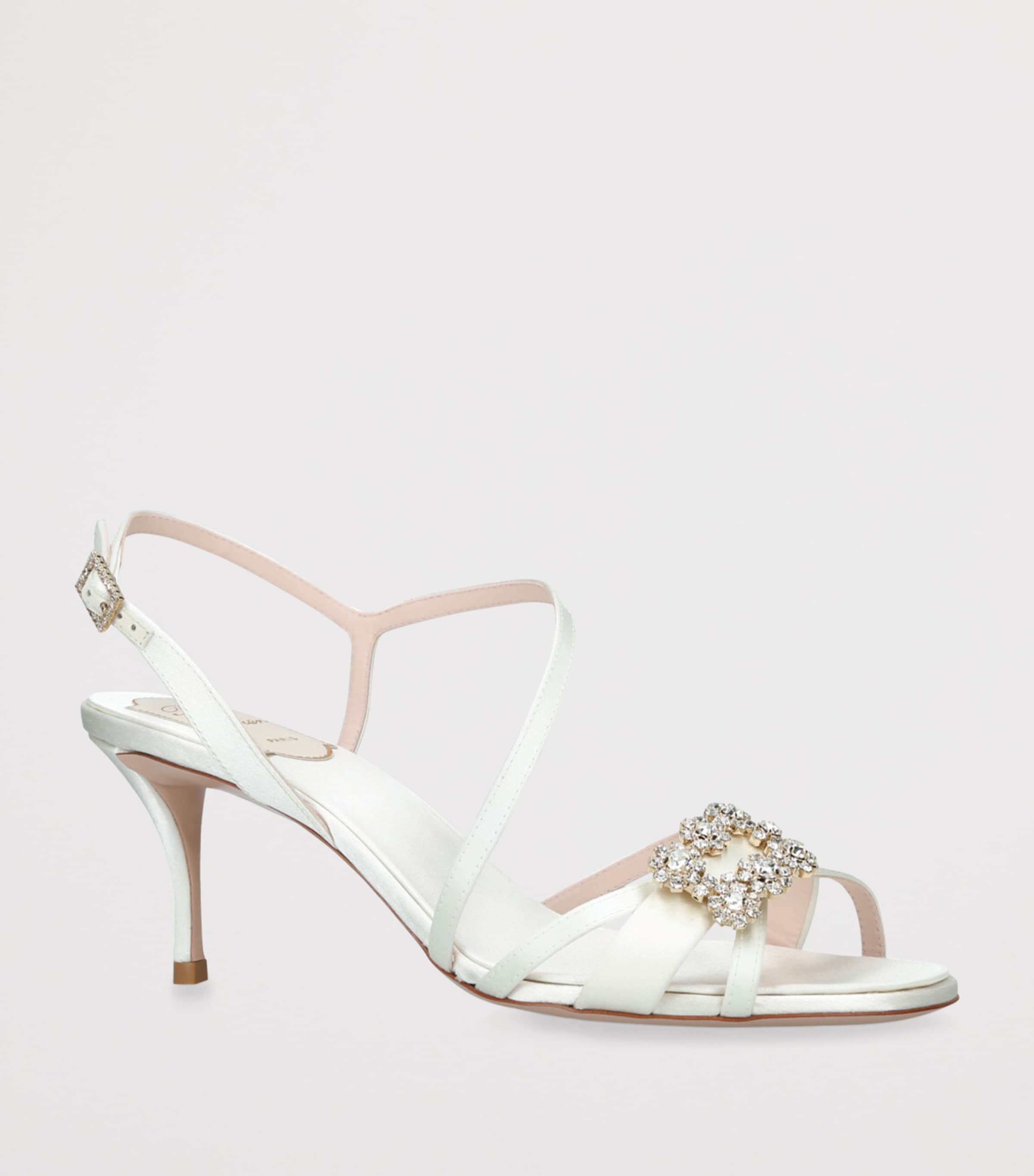 Roger Vivier Mini Flower Strass Heeled Sandals 65 Cream Image 3