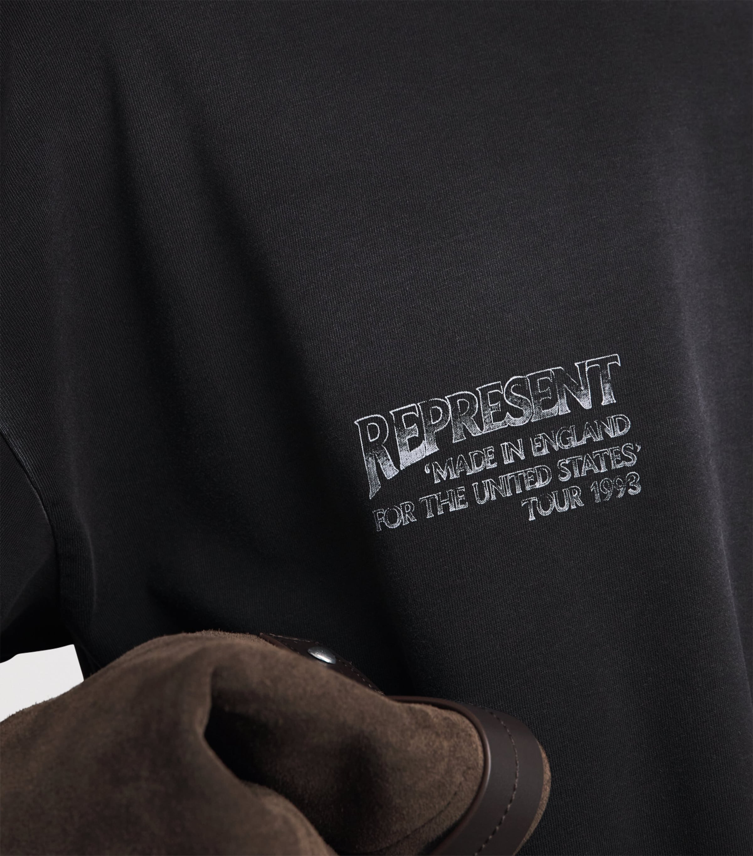 Represent Mens Cotton Eagle Long-Sleeve T-Shirt Black Image 3