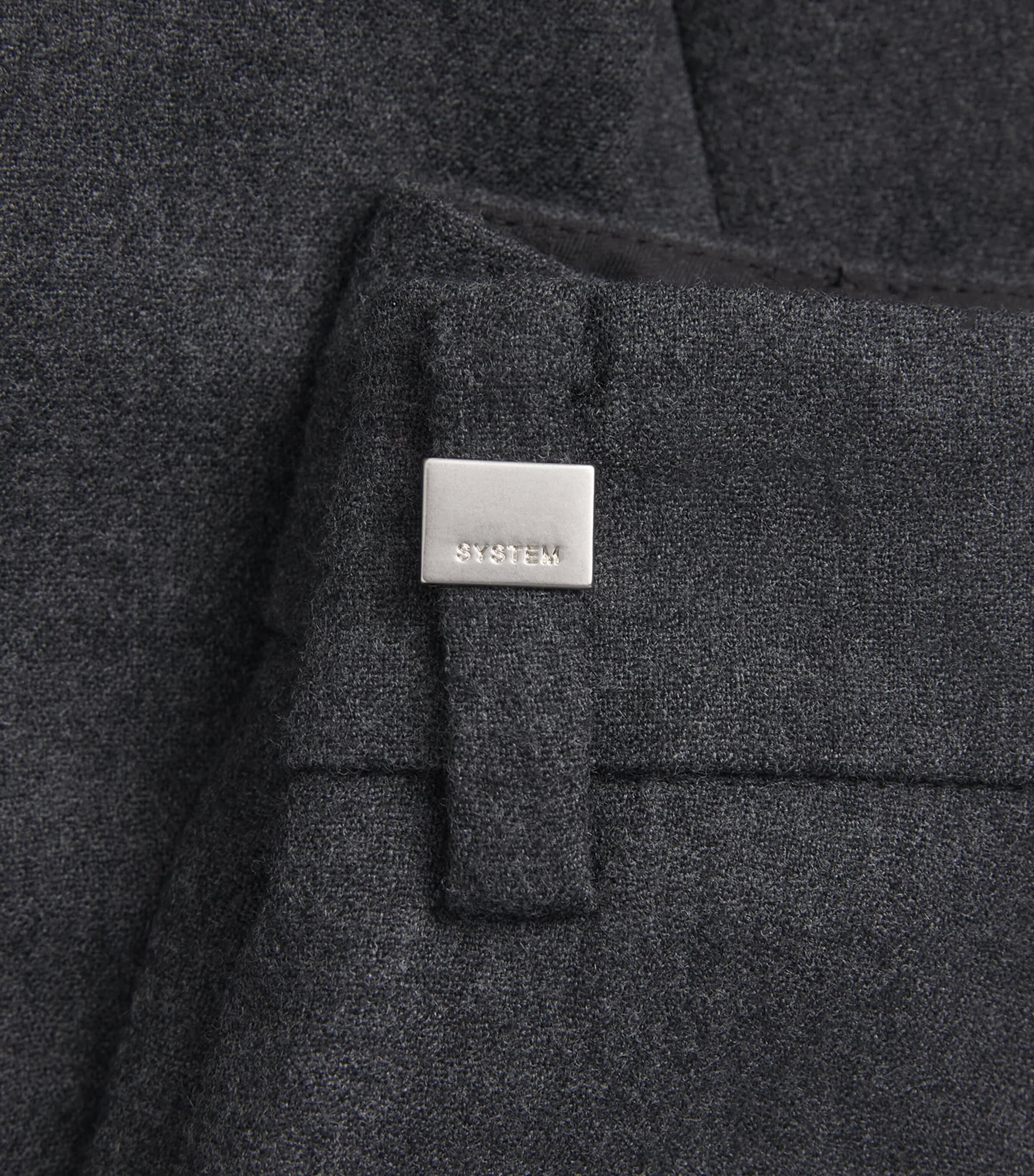 System Mens Wool Pleated Trousers Black Grey Image 6