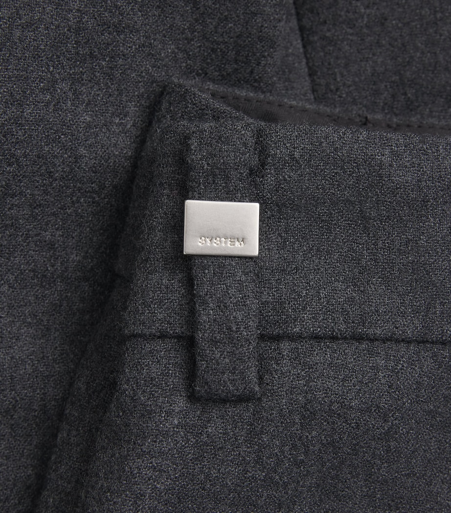 System Mens Wool Pleated Trousers Black Grey Image 6