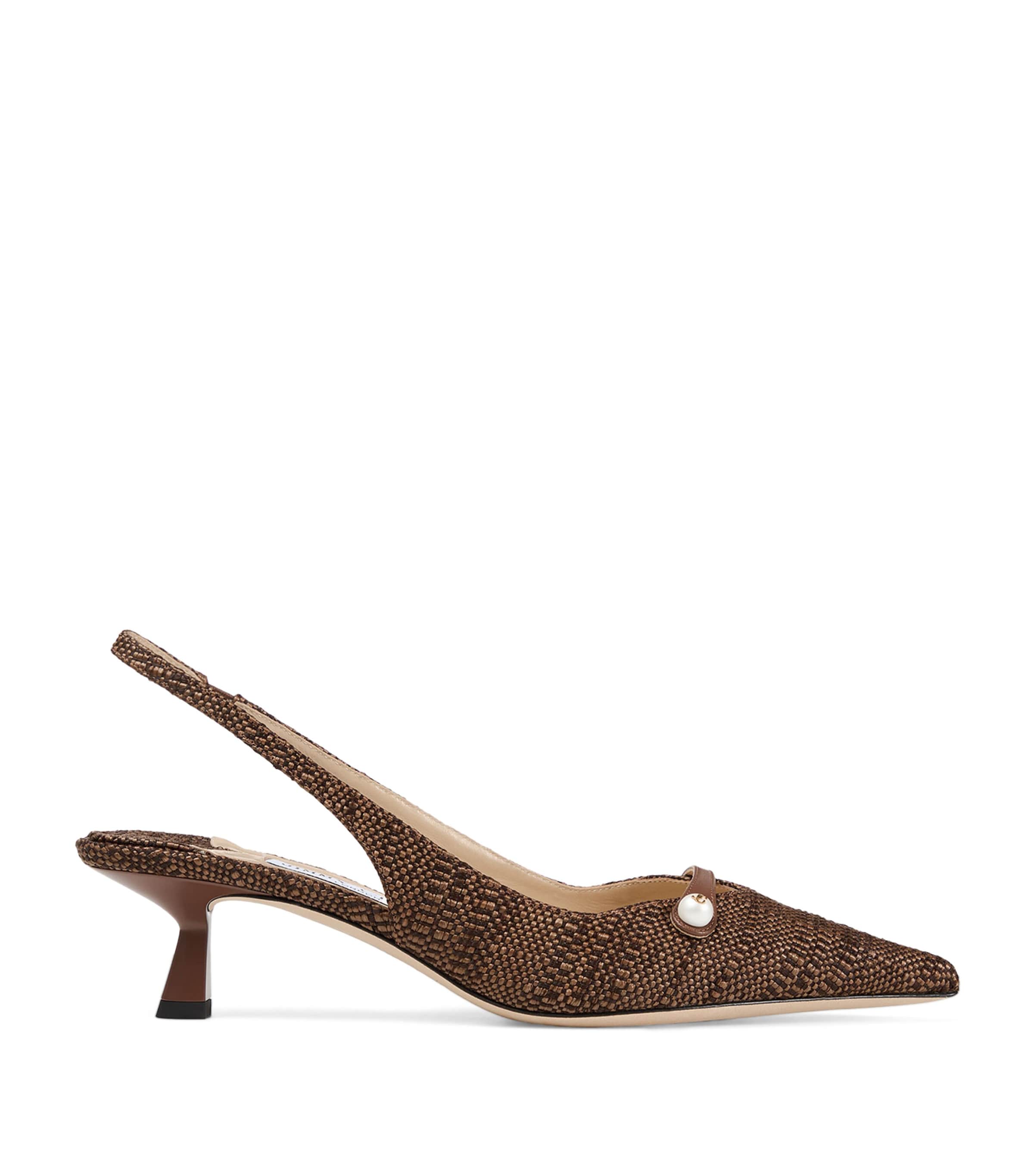 Jimmy Choo Amita 45 Woven Slingback Pumps Tan Image 1
