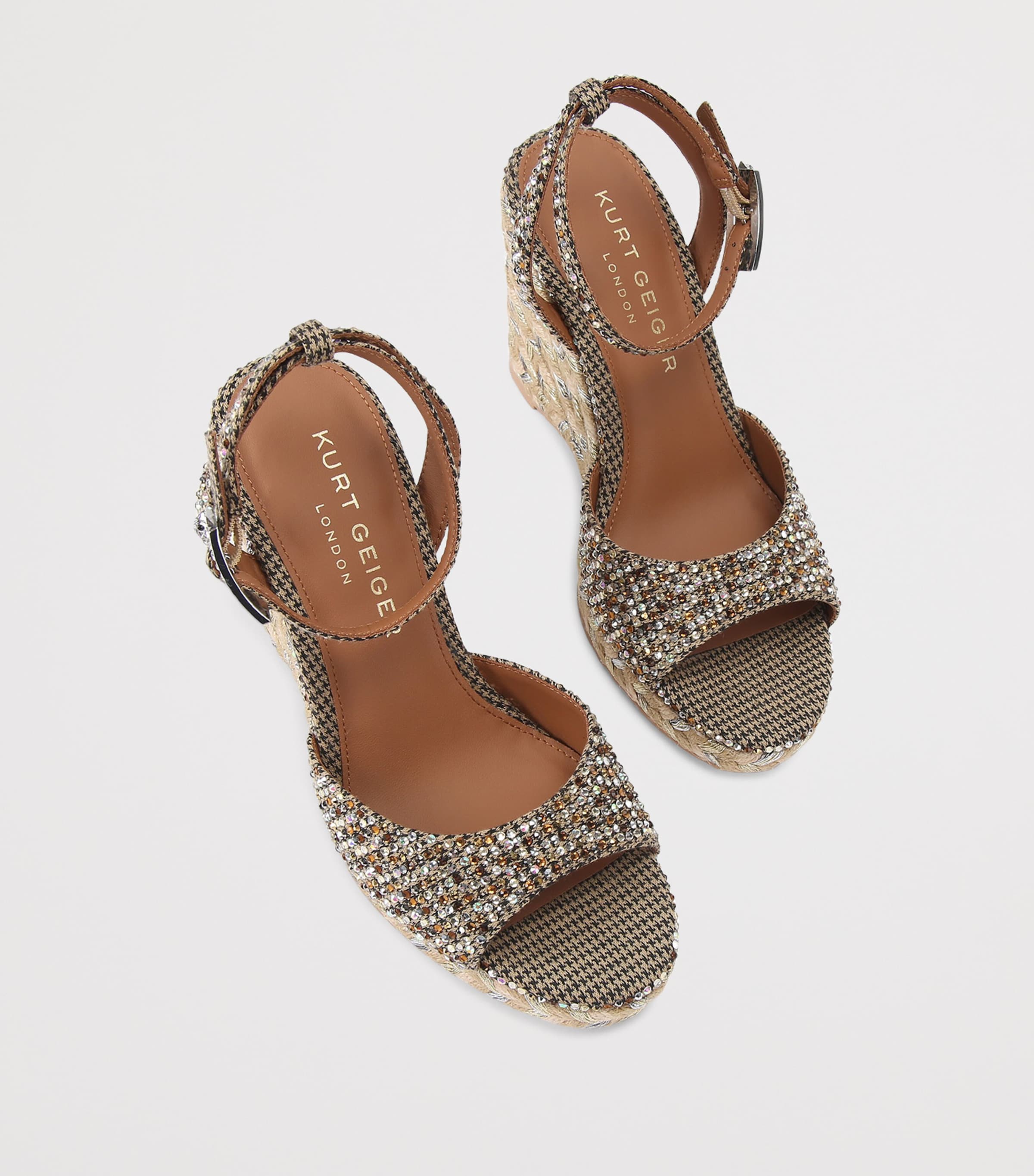 Kurt Geiger London Embellished Wedge Sandals Beige Comb Image 4