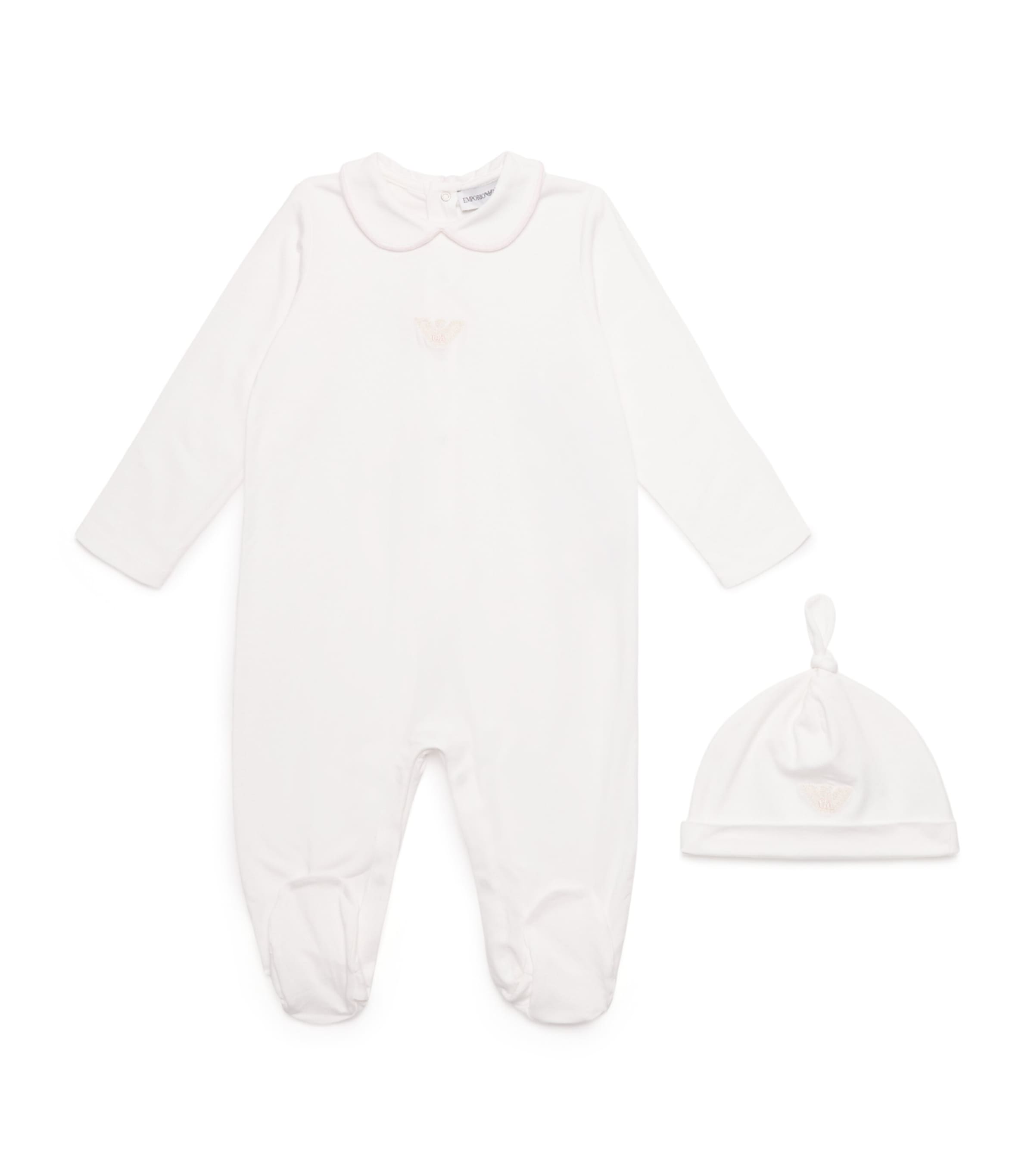 Emporio Armani Cotton All-in-one And Hat Set In White