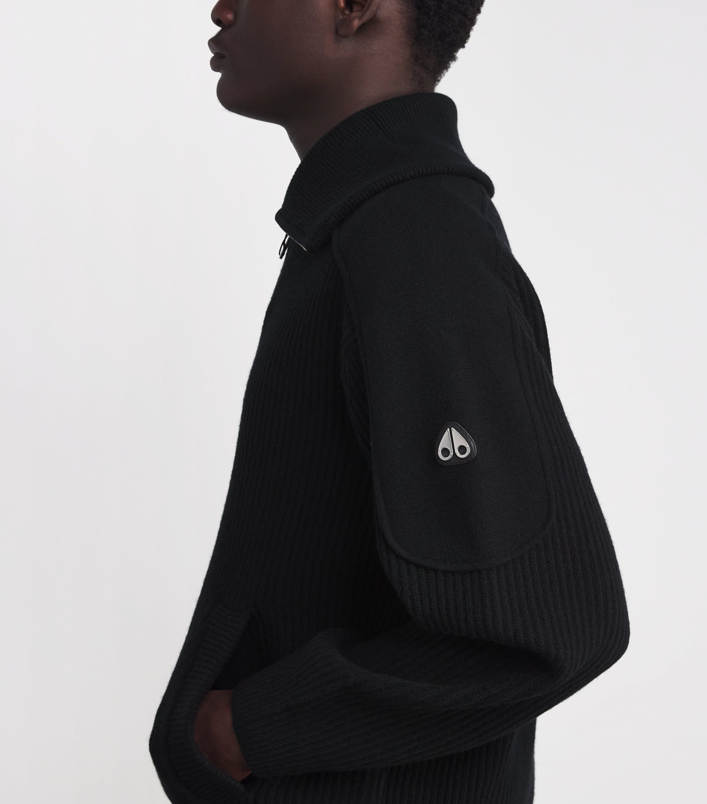 Moose Knuckles Black Wool Ribbed Zip-Up Cardigan | Harrods US