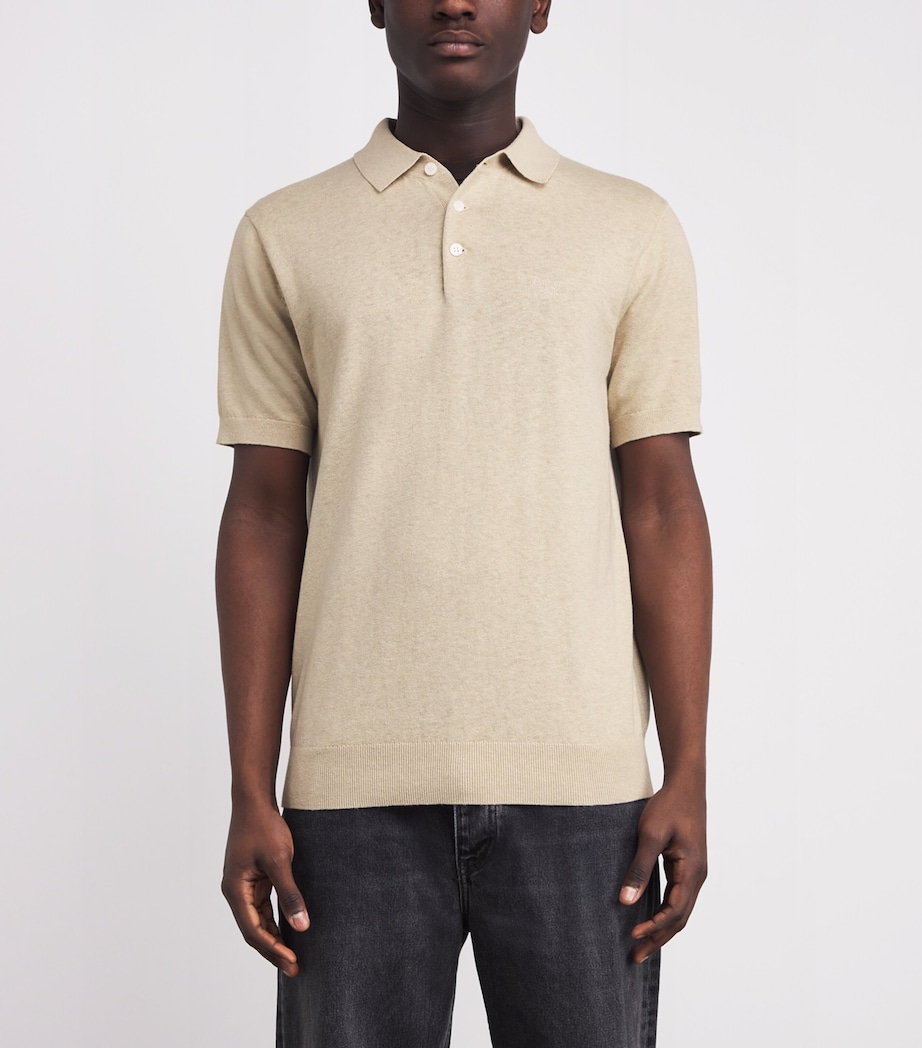 Cotton-Linen Logo Polo Shirt WASHED STONEST17 Image 3