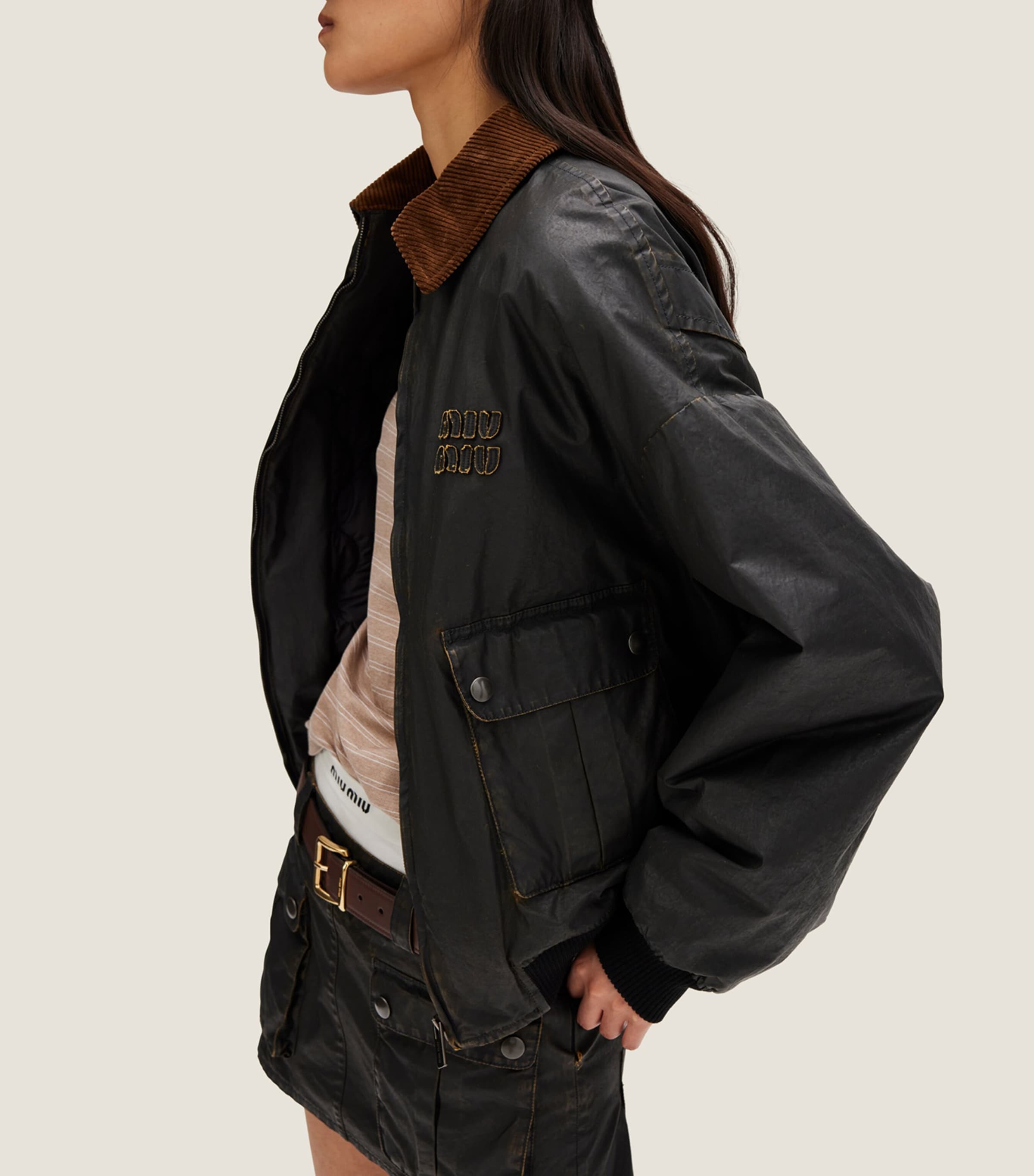 Coated Cotton Poplin Bomber Jacket F0002 Image 4
