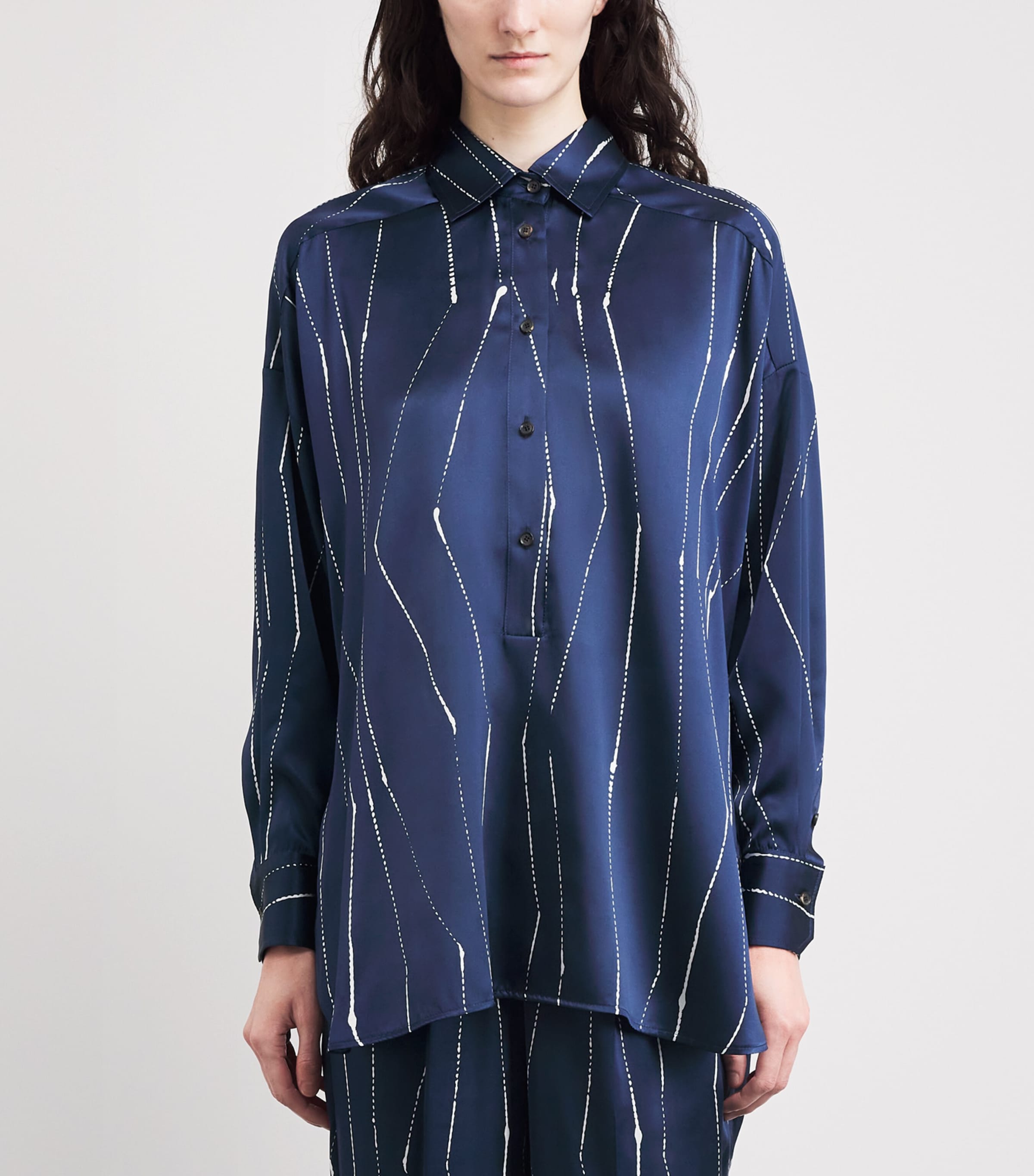 Kiton Womens Silk Printed Shirt Blue/white Image 4
