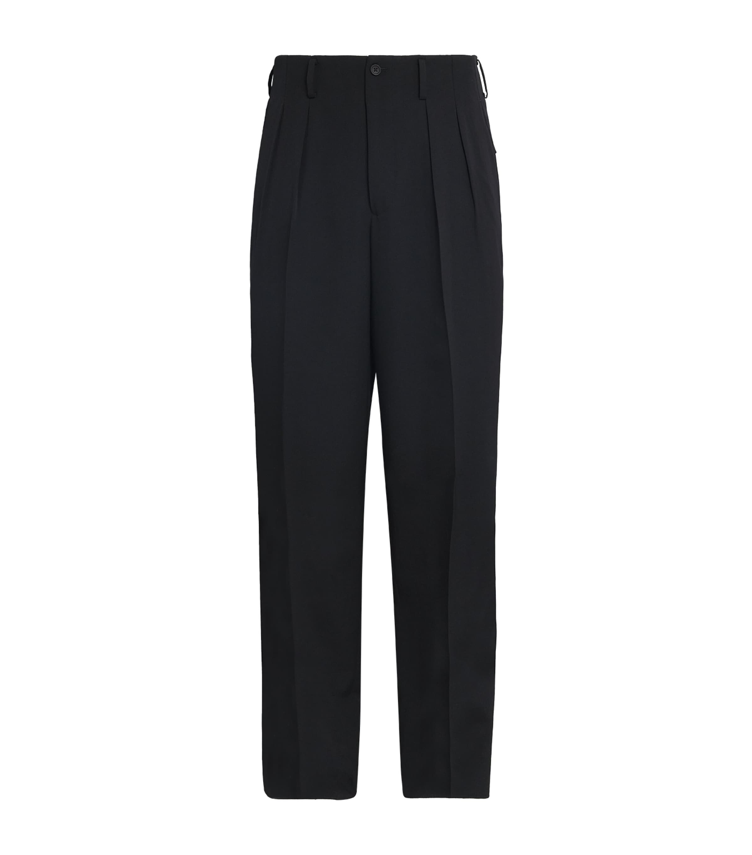 Yohji Yamamoto Wool 2-tucks Tailored Trousers In Black