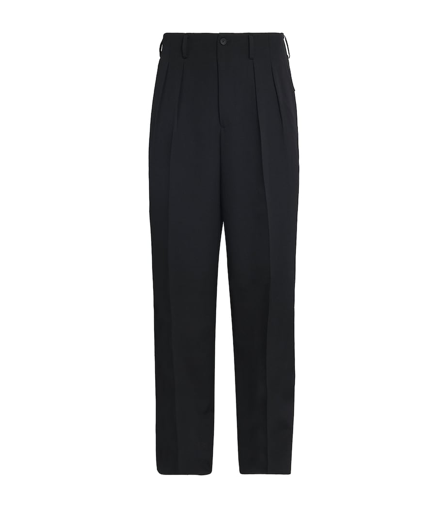 Wool 2-Tucks Tailored Trousers BLACK Image 1