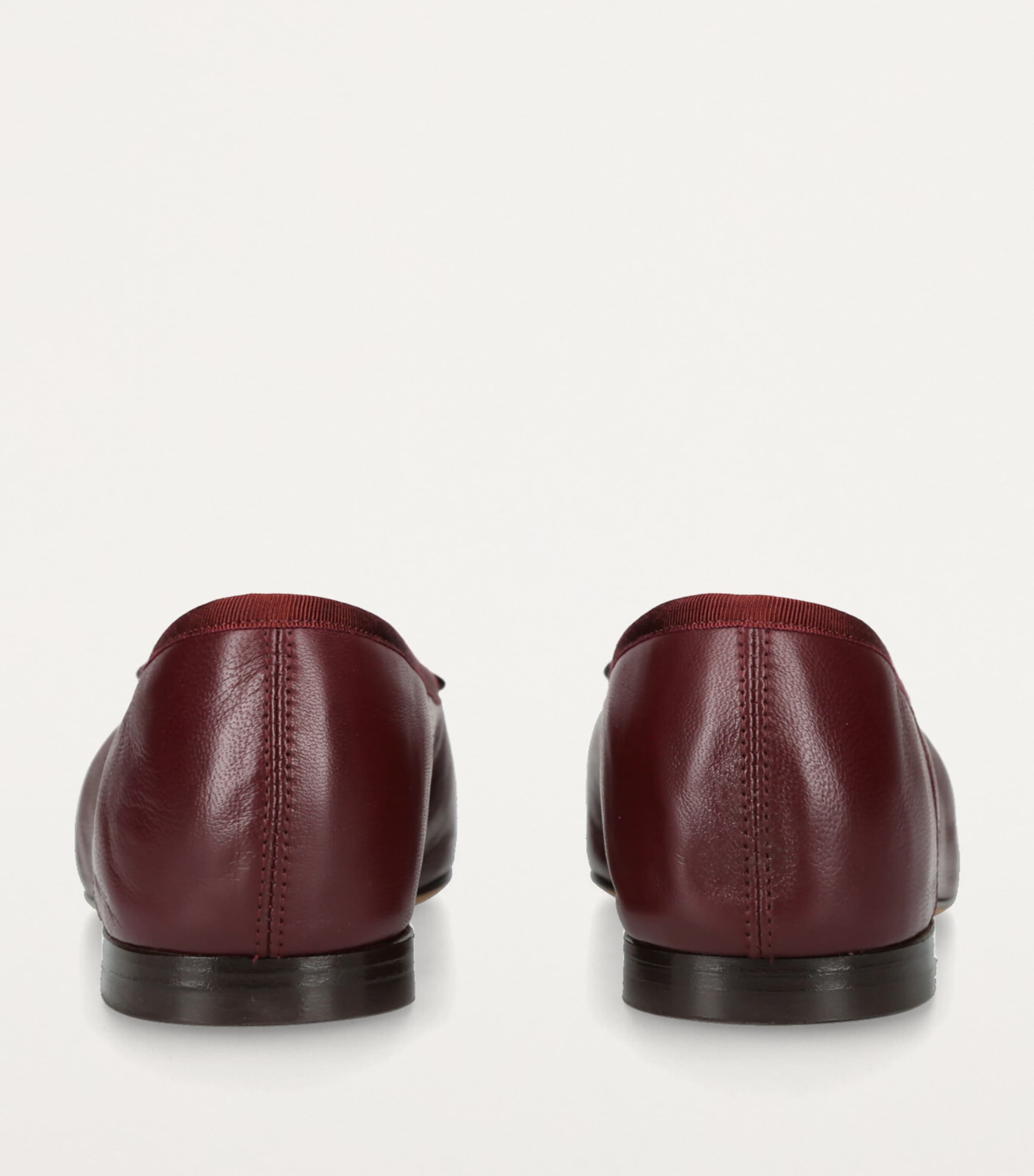 Leather Square-Toe Ballet Flats WINE Image 2