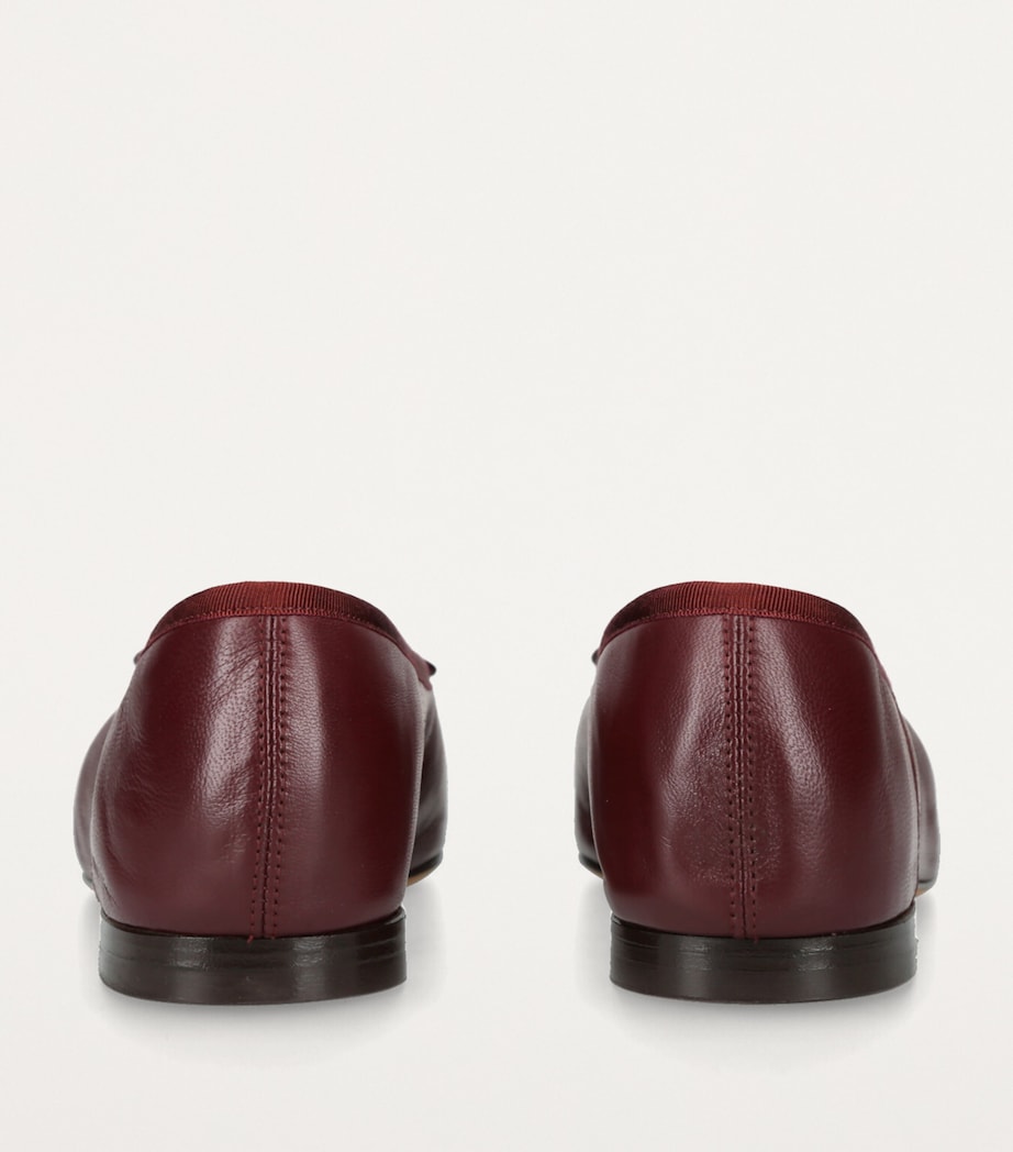 Leather Square-Toe Ballet Flats WINE Image 2