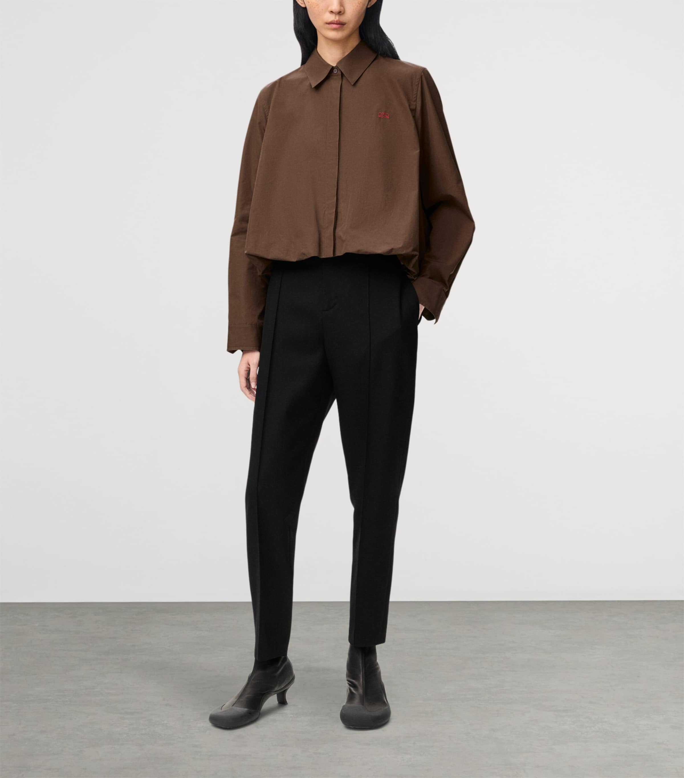 LOEWE Womens Drawstring-Hem Shirt Brown Image 2