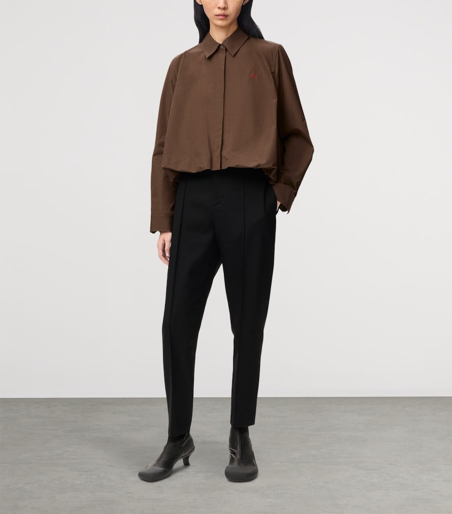 LOEWE Womens Drawstring-Hem Shirt Brown Image 2