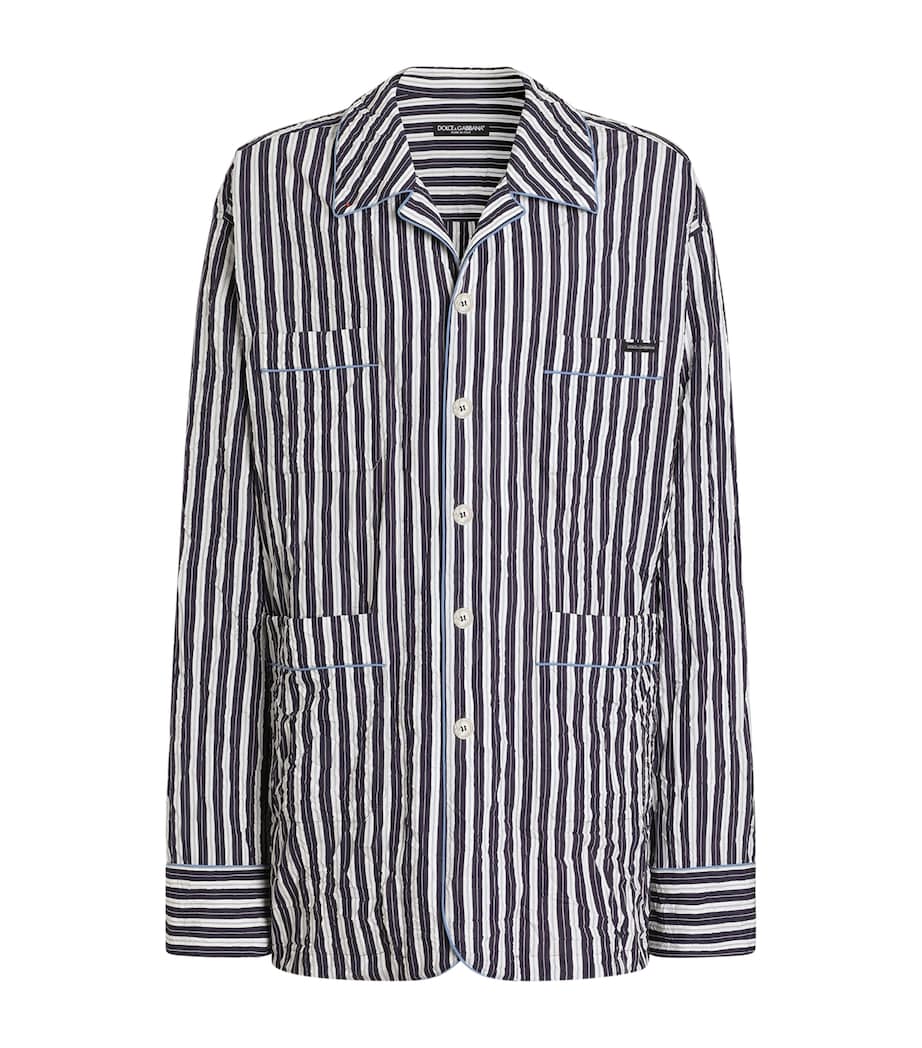 Dolce&Gabbana Mens Crinkled Stripe Oversized Shirt Striped Image 1