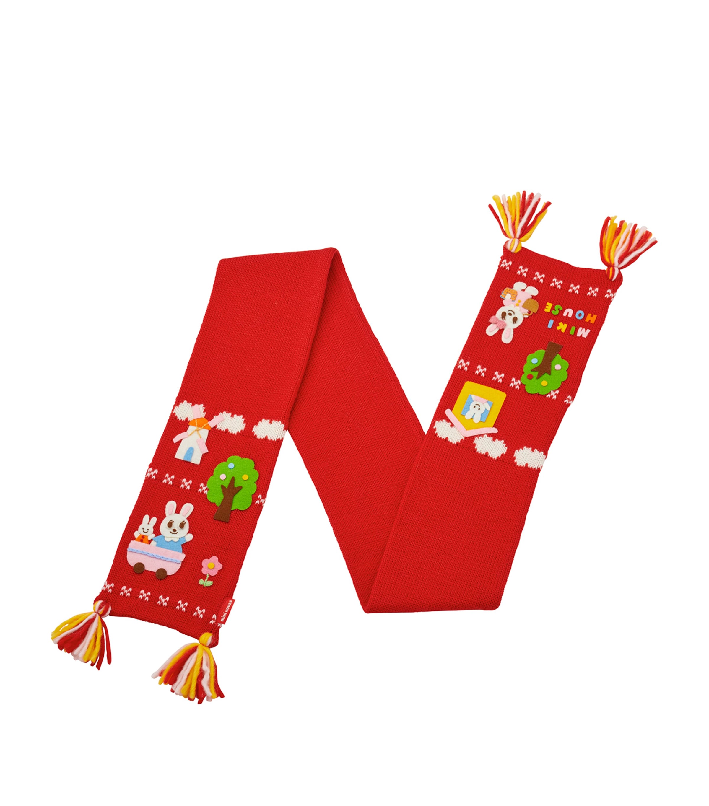 Miki House Kids' Wool-blend Usako Scarf In Red