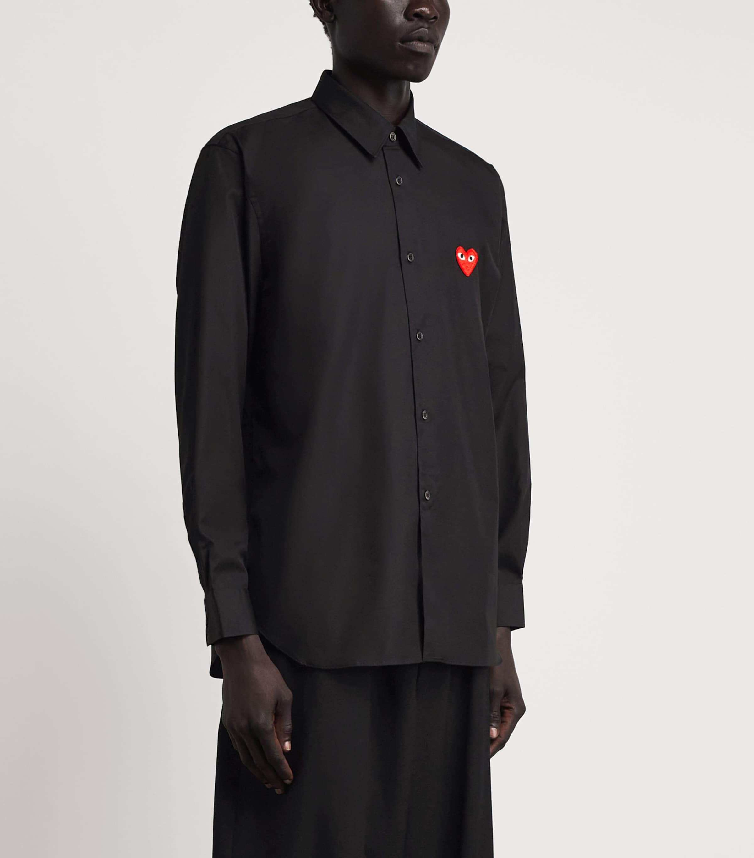 Comme Des Garçons Play Mens Long-Sleeve Heart Shirt Black Image 4