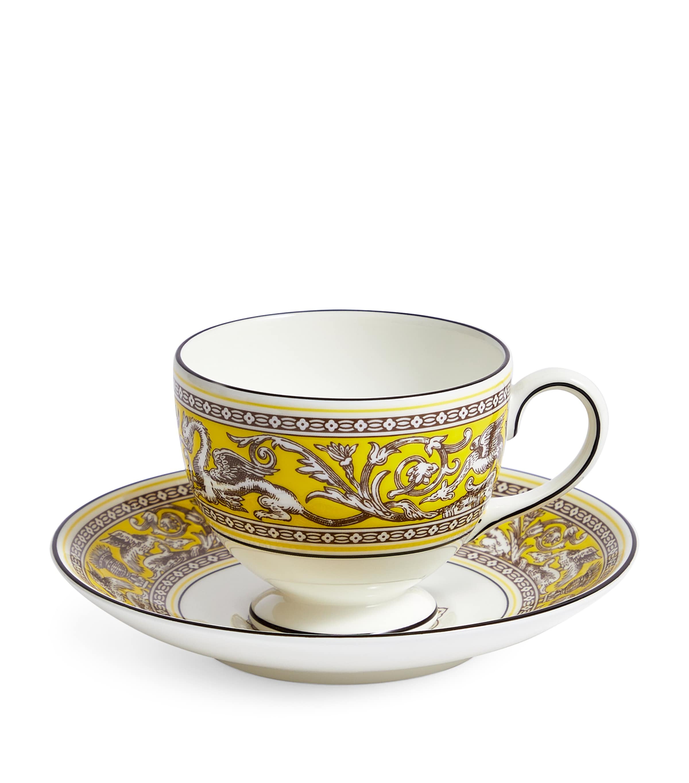 Wedgwood Florentine Teacup And Saucer In Yellow
