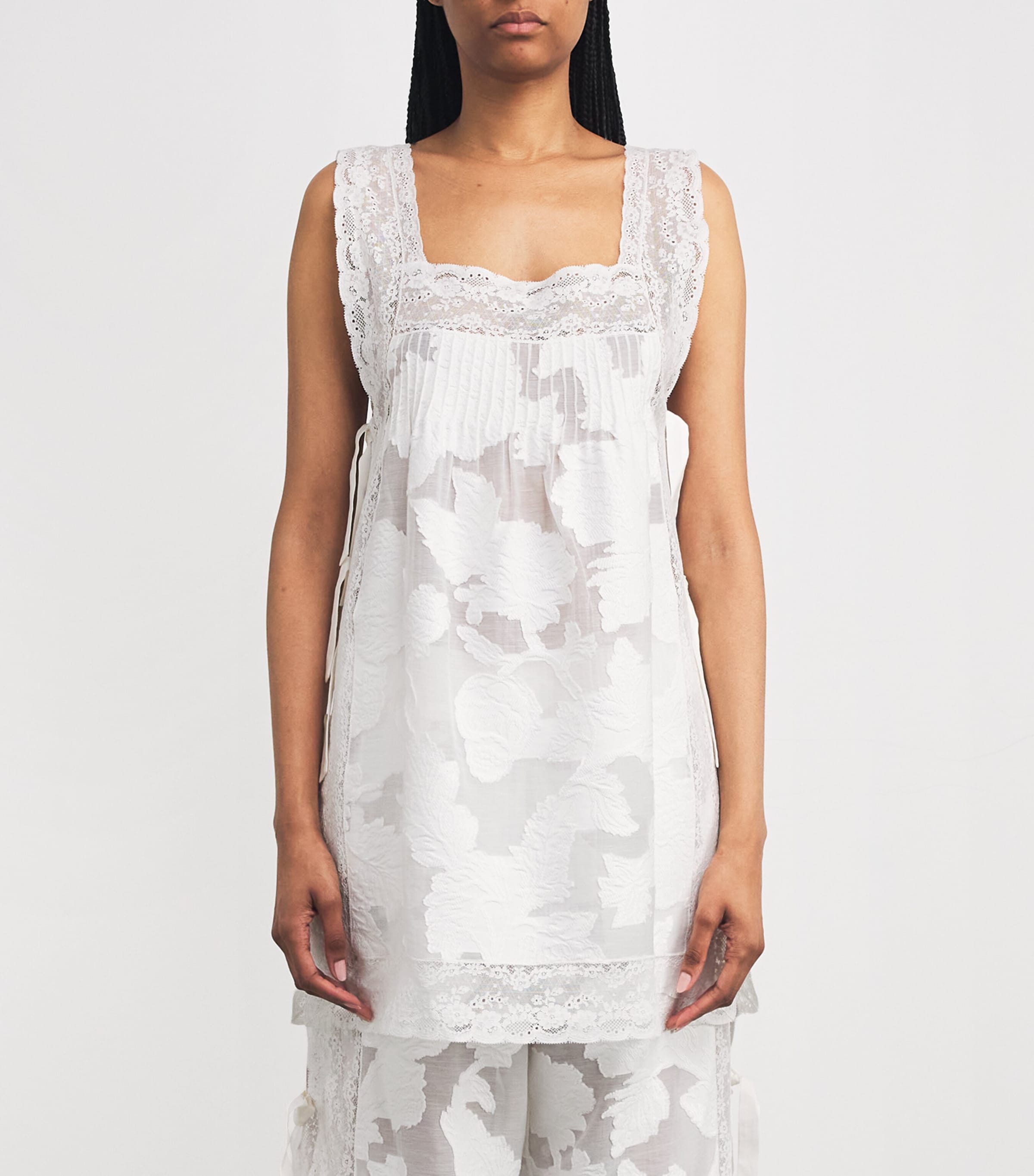 Lace-Trim Fiocchini Top WHITE DEVORE Image 2