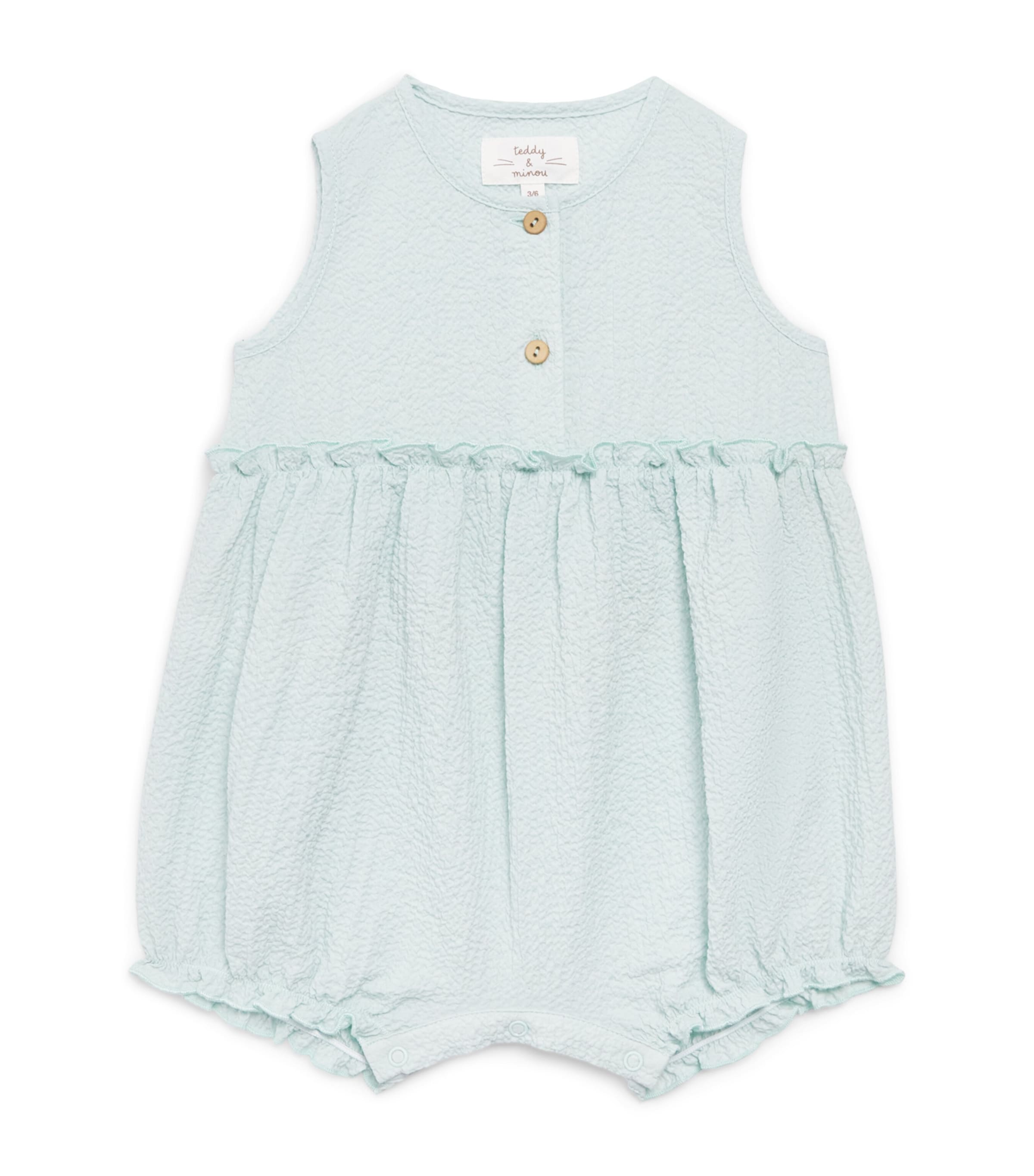 Teddy & Minou Crinkle-Effect Playsuit (1-18 Months) Lake Image 1