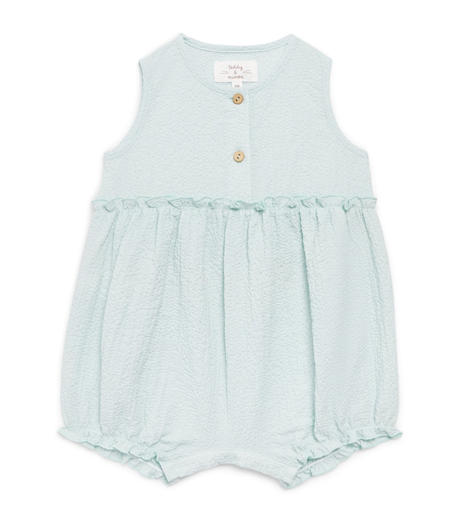 Teddy & Minou Crinkle-Effect Playsuit (1-18 Months) Lake Image 1