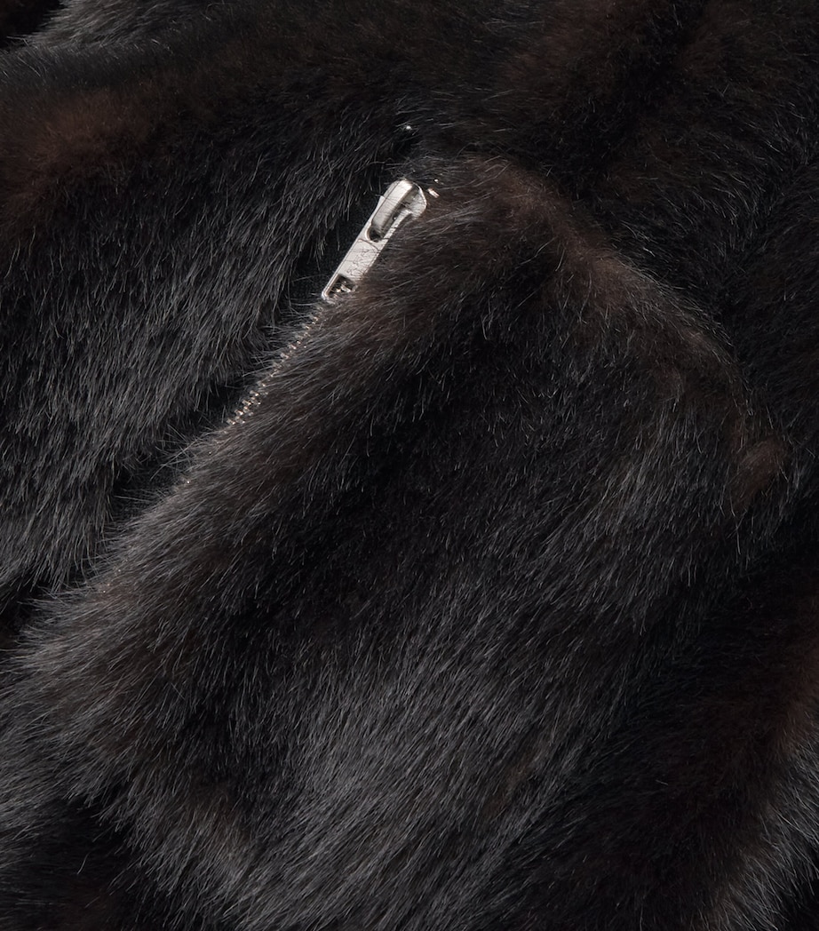 Reversible Faux Fur Bomber Jacket 962 BLACK/BROWN Image 5