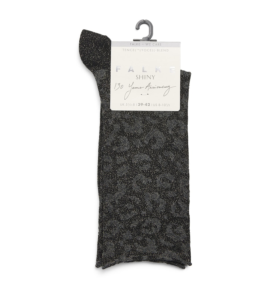 Shiny Leopard Socks 3000 BLACK Image 1