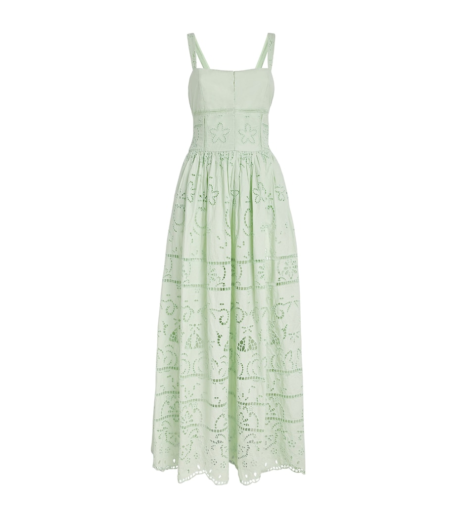 Alice+Olivia Womens Cotton Embroidered Anya Maxi Dress Light Sage Image 1