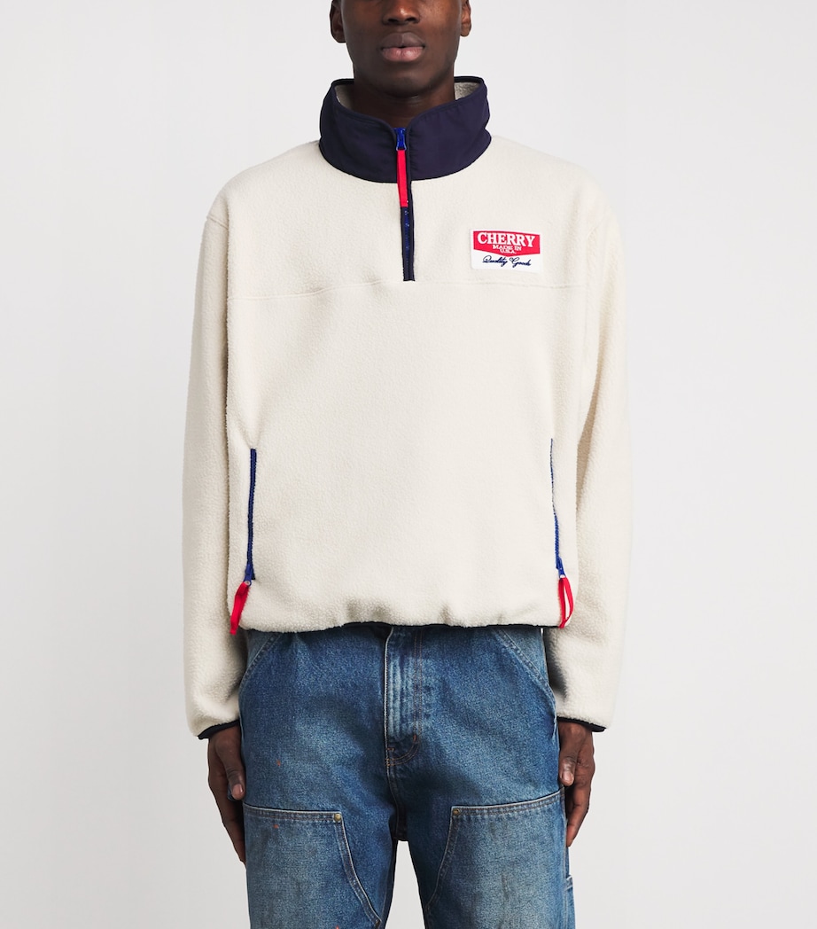 Fleece Half-Zip Sweatshirt CREAM W/ NAVY Image 3