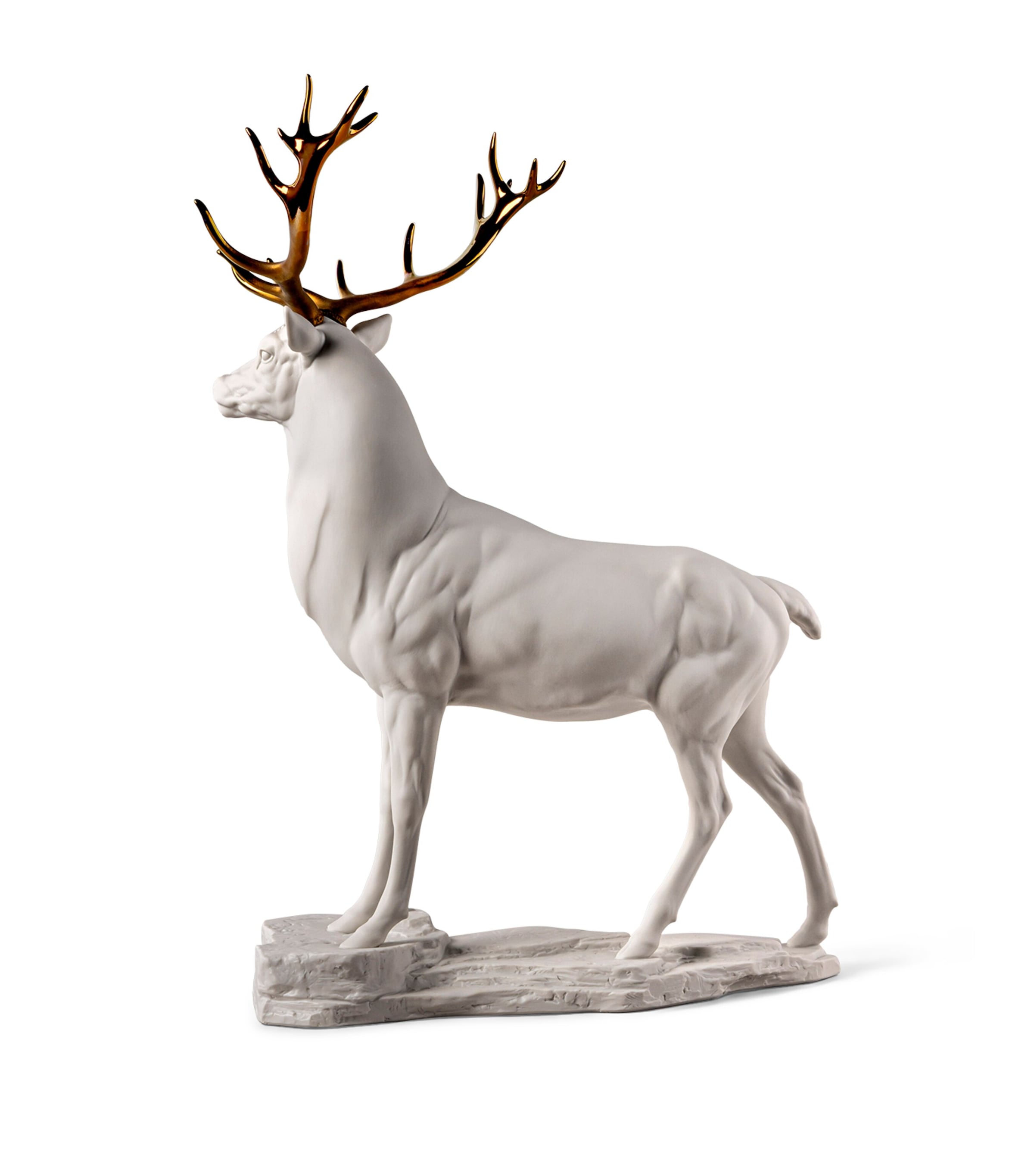Lladró Deer Ornament (52cm) White & Copper Image 3