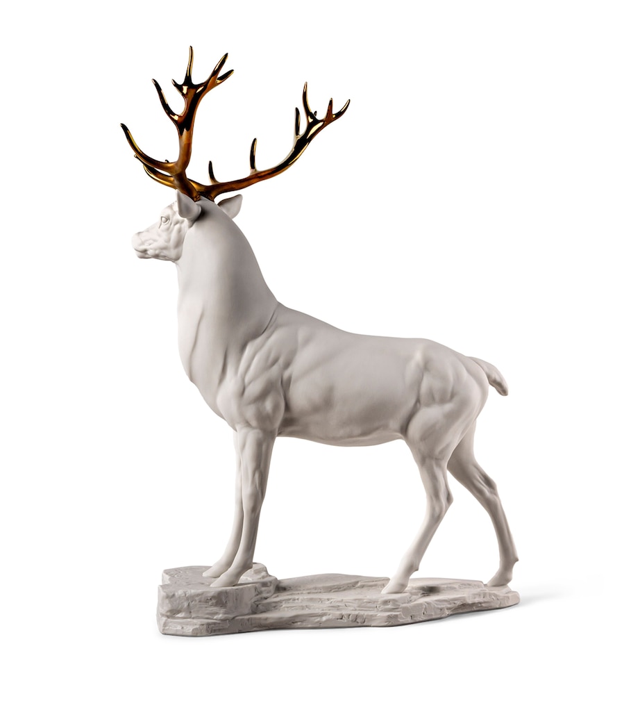 Lladró Deer Ornament (52cm) White & Copper Image 3