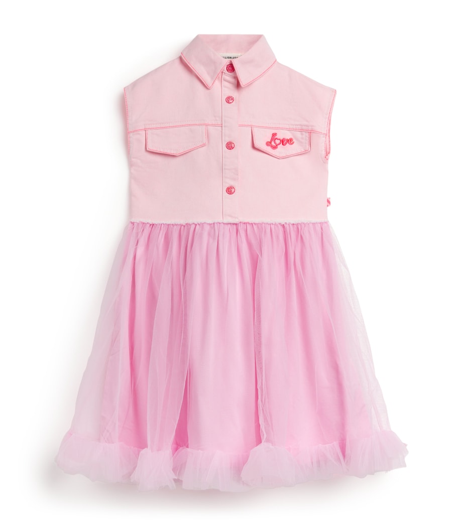 Denim and Tulle Shirt Dress (2-12 Years) S51PINK OFF WHITE Image 1