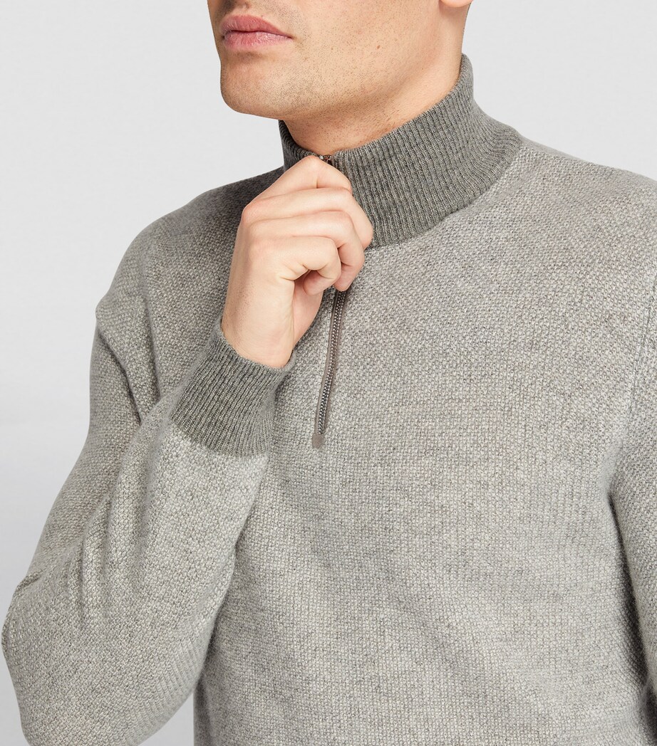 Ralph Lauren Purple Label Mens Cashmere Half-Zip Sweater Classic Grey Heather Image 6