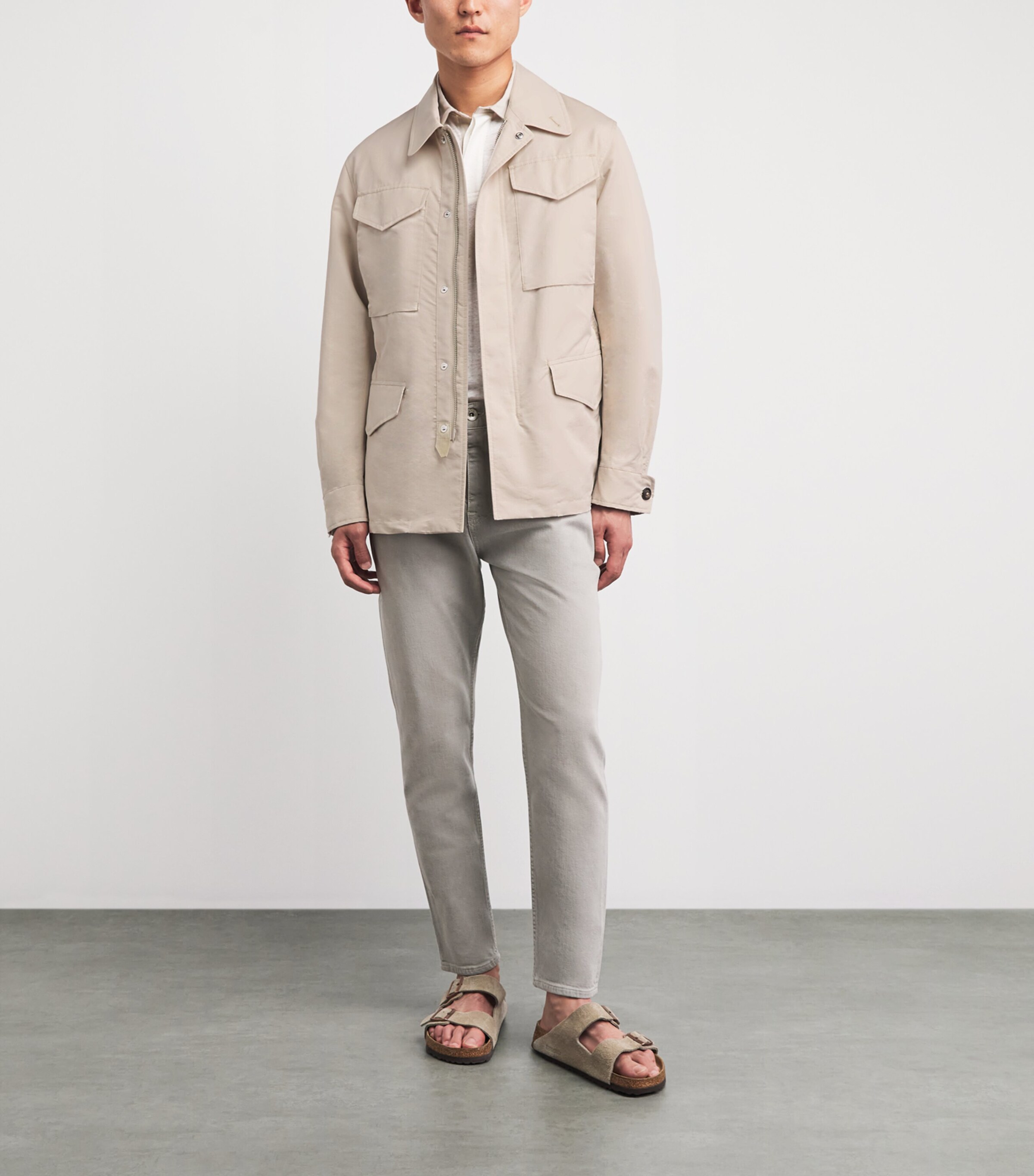 Eleventy Mens Cotton-Silk Safari Jacket Sabbia Image 2