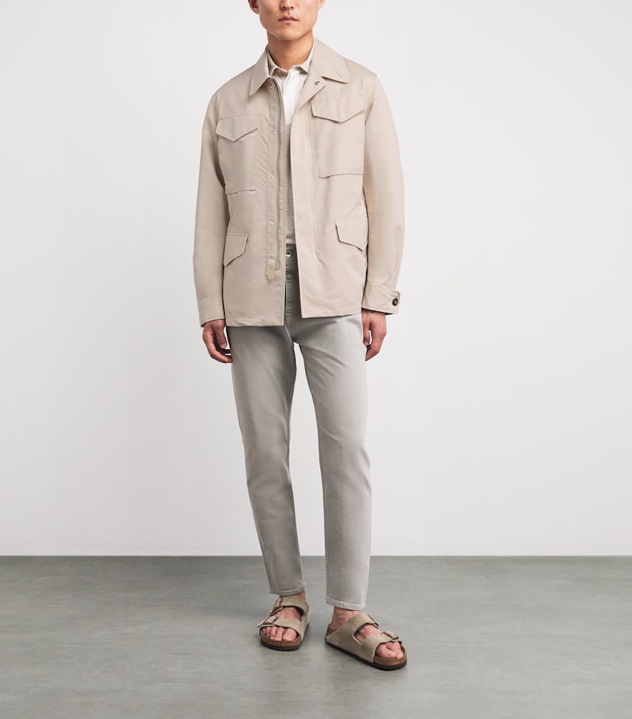 Eleventy Mens Cotton-Silk Safari Jacket Sabbia Image 2