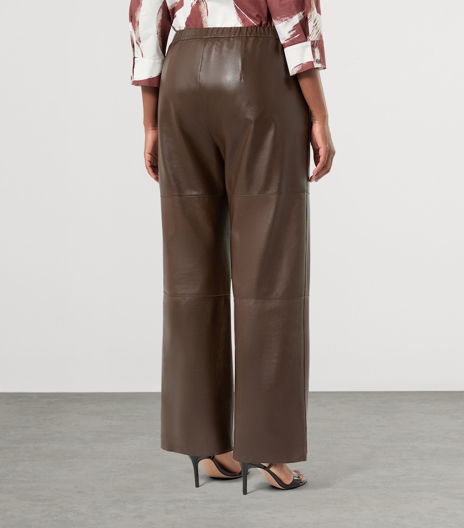 Marina Rinaldi Womens Leather Drawstring Trousers Chocolate Image 4