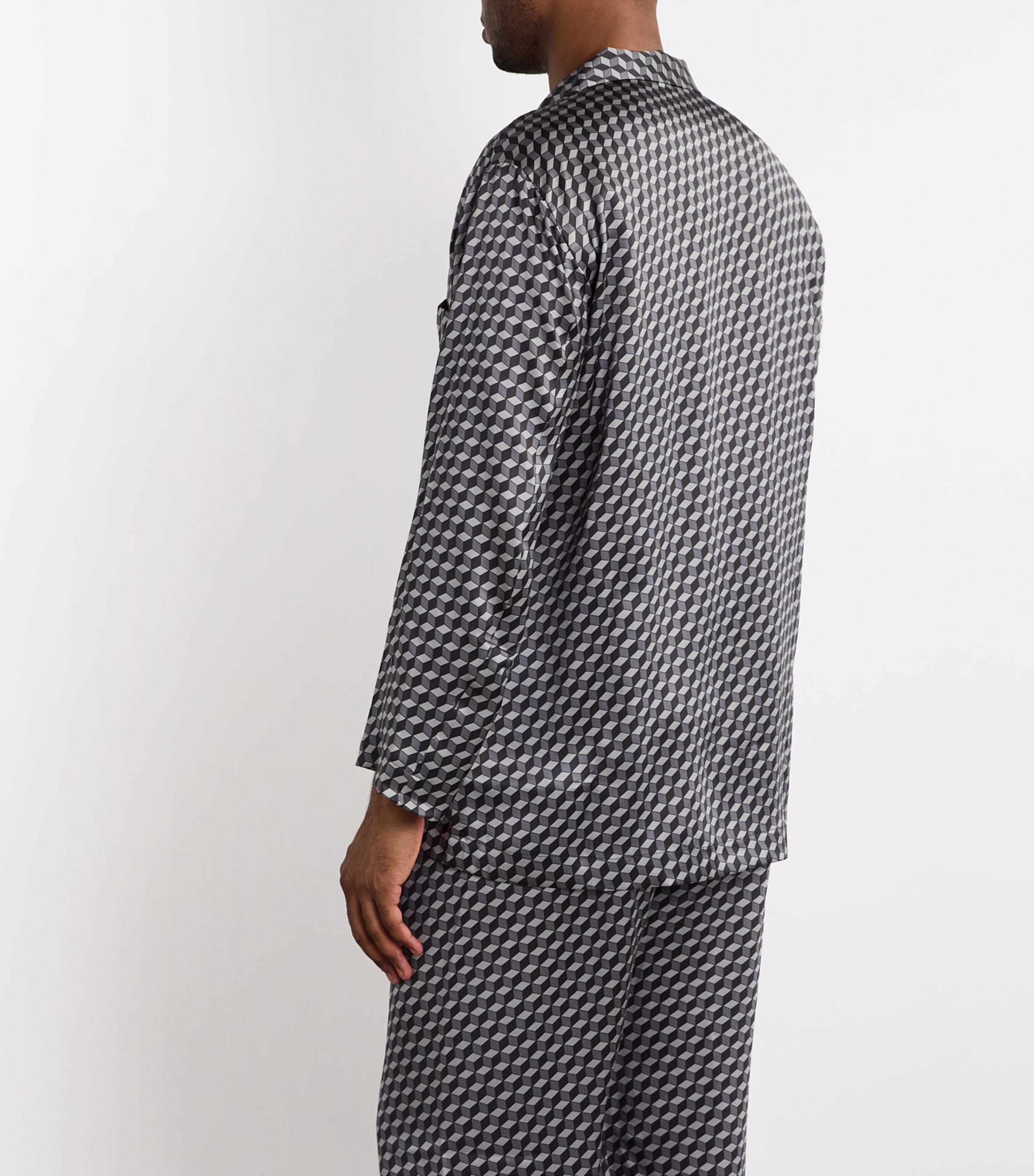 Silk Geometric Print Pyjamas MULTI Image 4