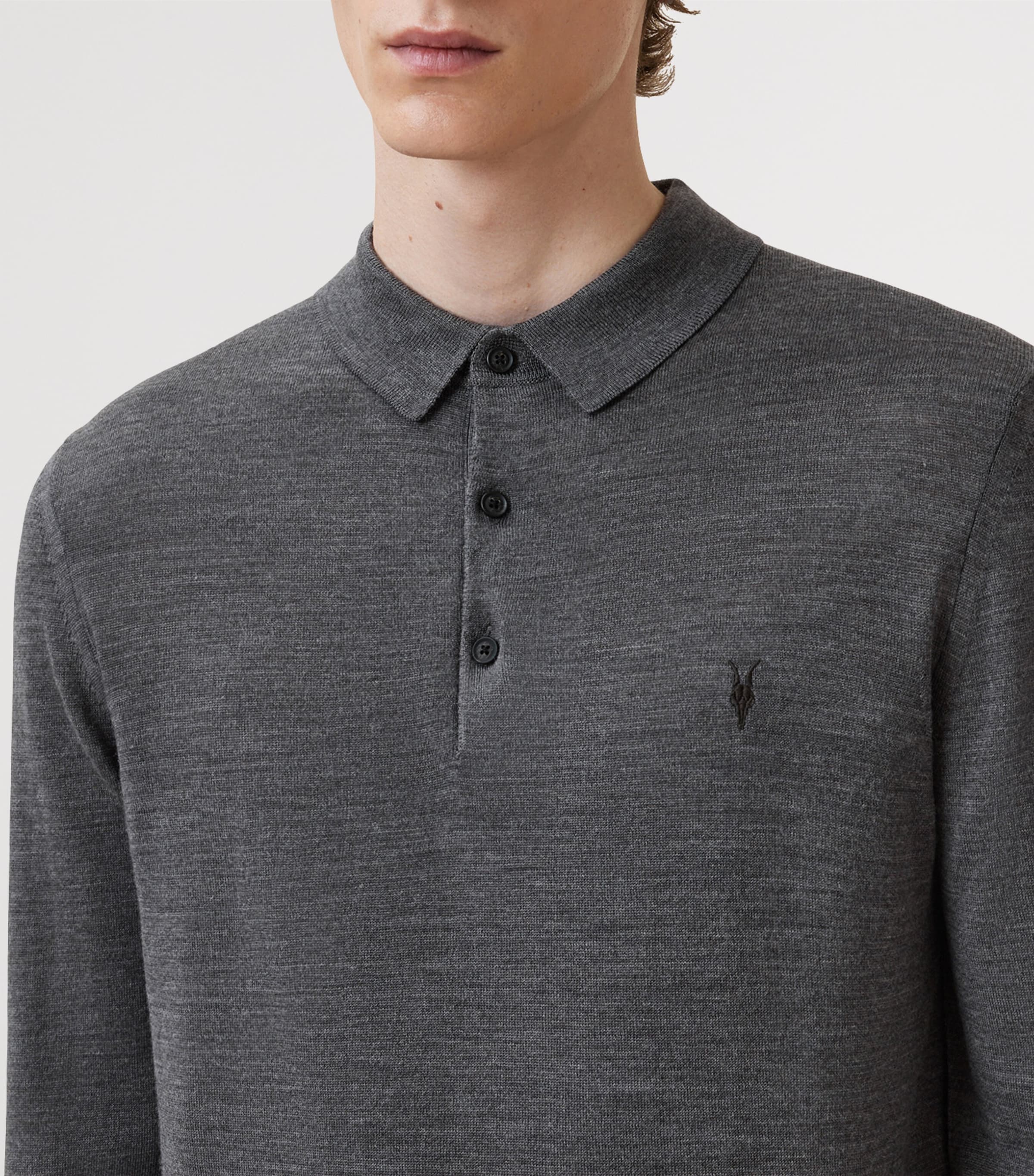 Merino Wool Mode Polo Shirt MONUMENT GREY Image 6