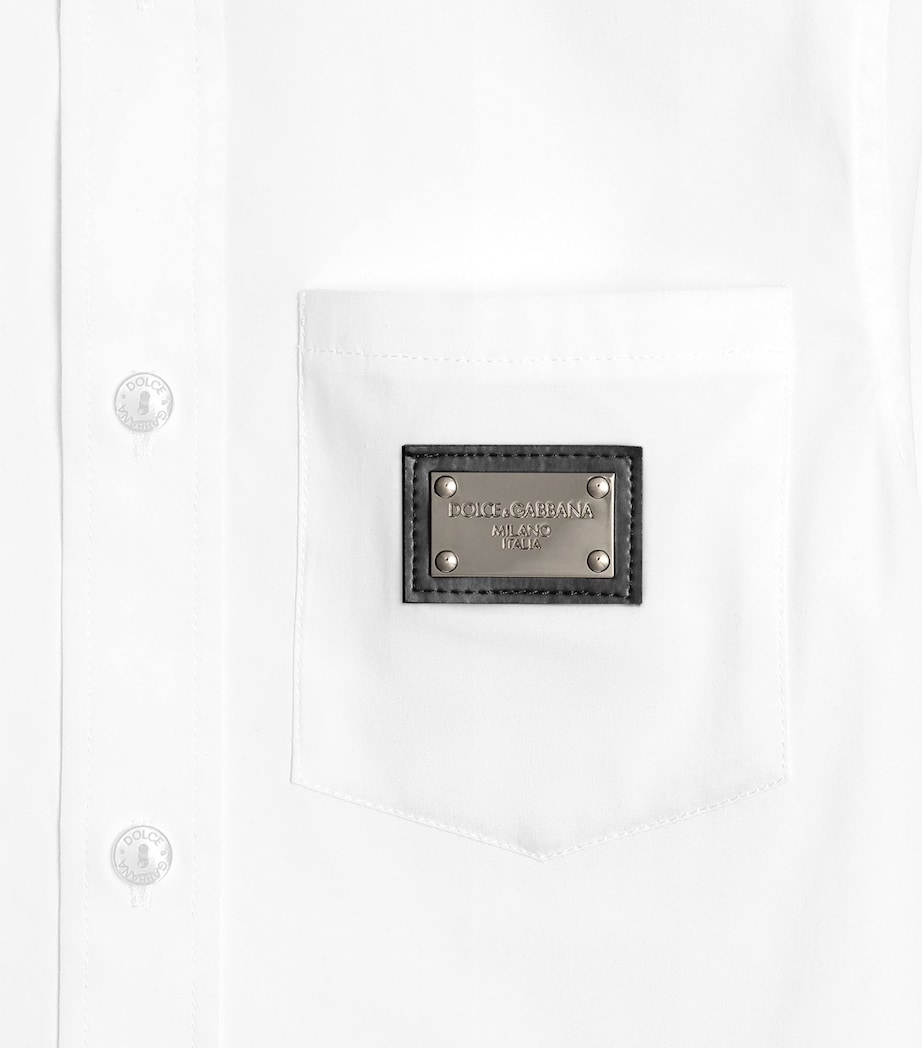 Dolce&Gabbana Kids Cotton-Blend Logo Plaque Shirt (2-6 Years) Optical White Image 6