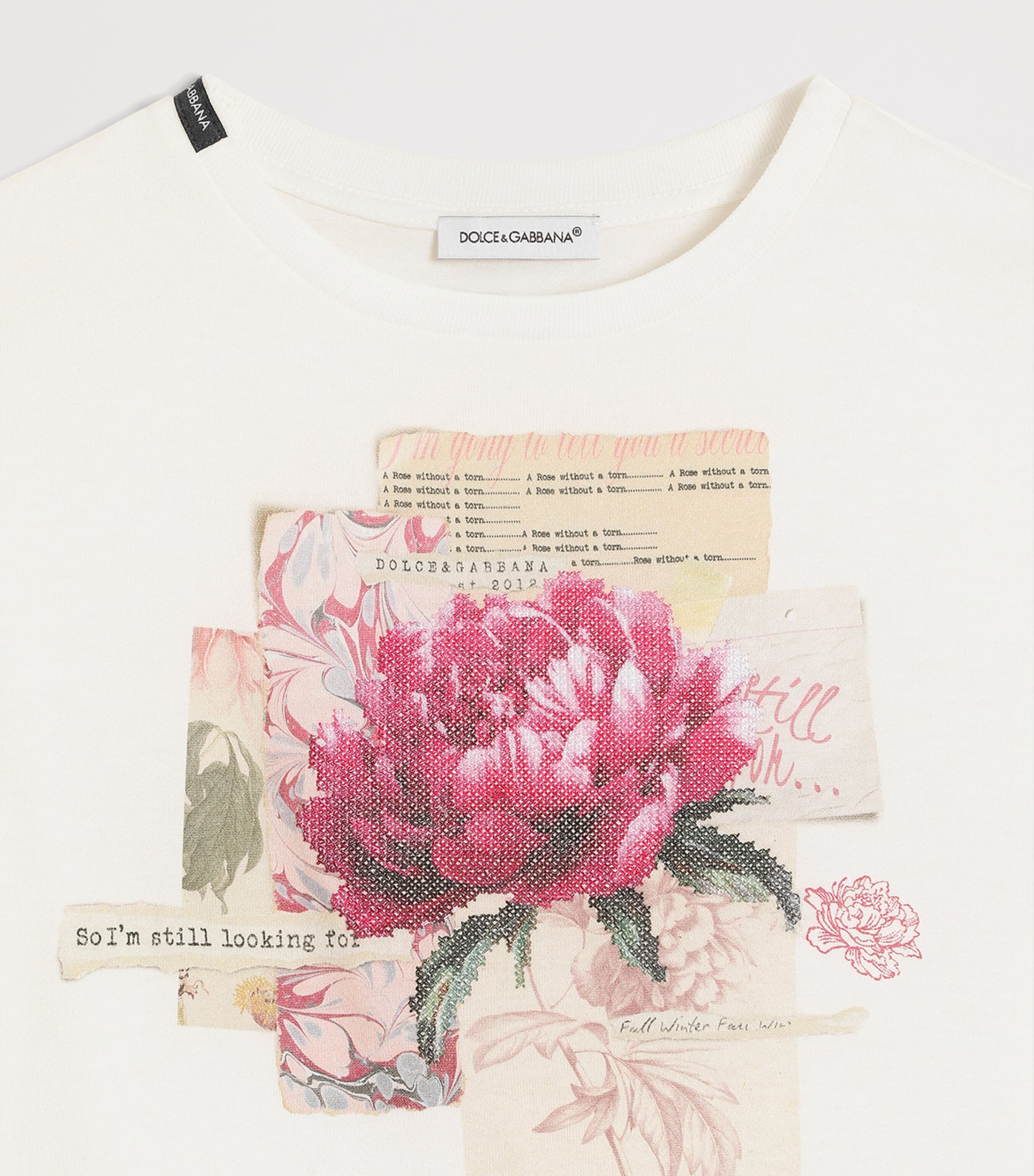 Dolce&Gabbana Kids Cotton Floral T-Shirt (8-12+ Years) White Image 3