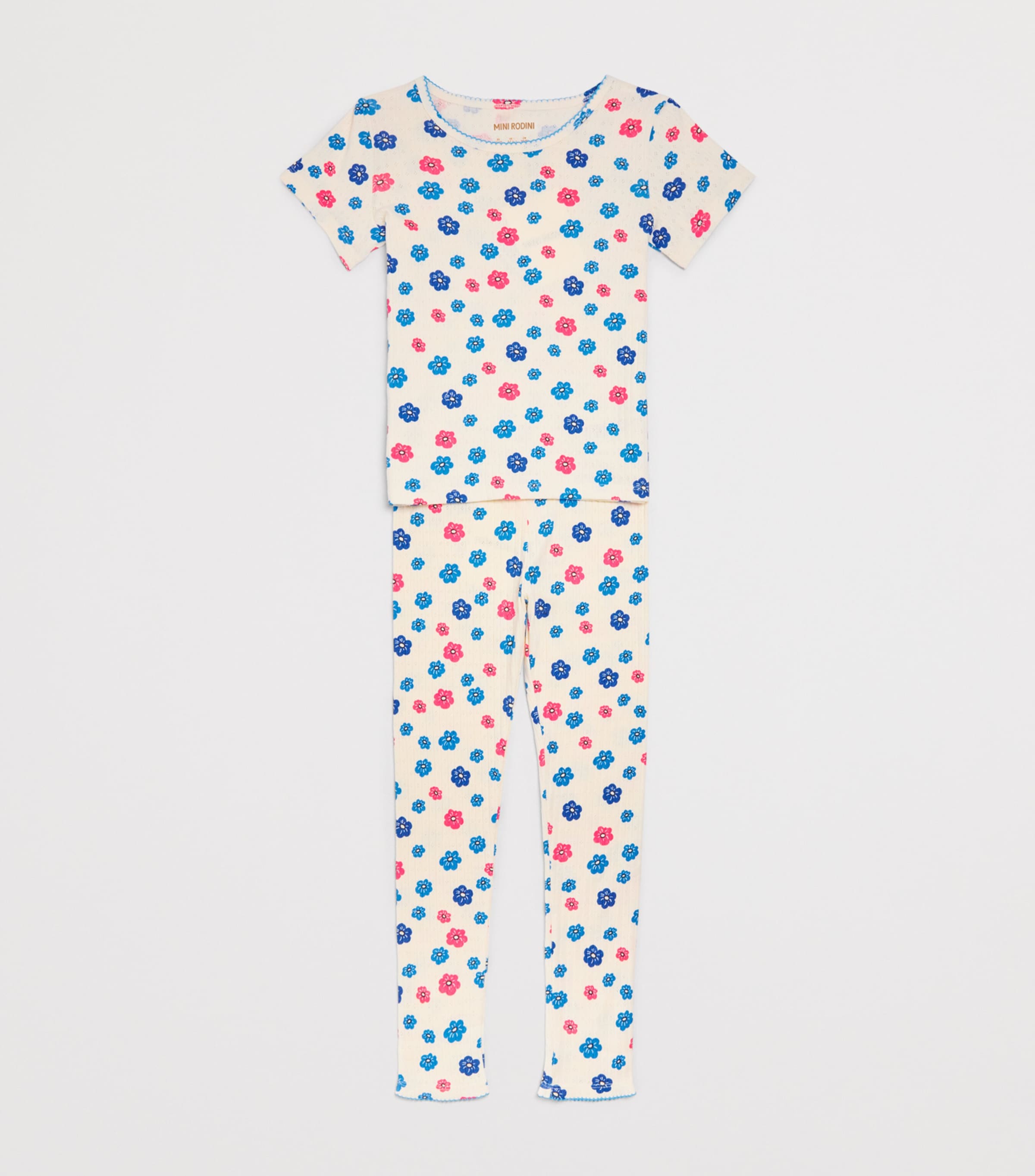 Mini Rodini Pointelle Jersey Floral Leggings (3-11 Years) Image 3
