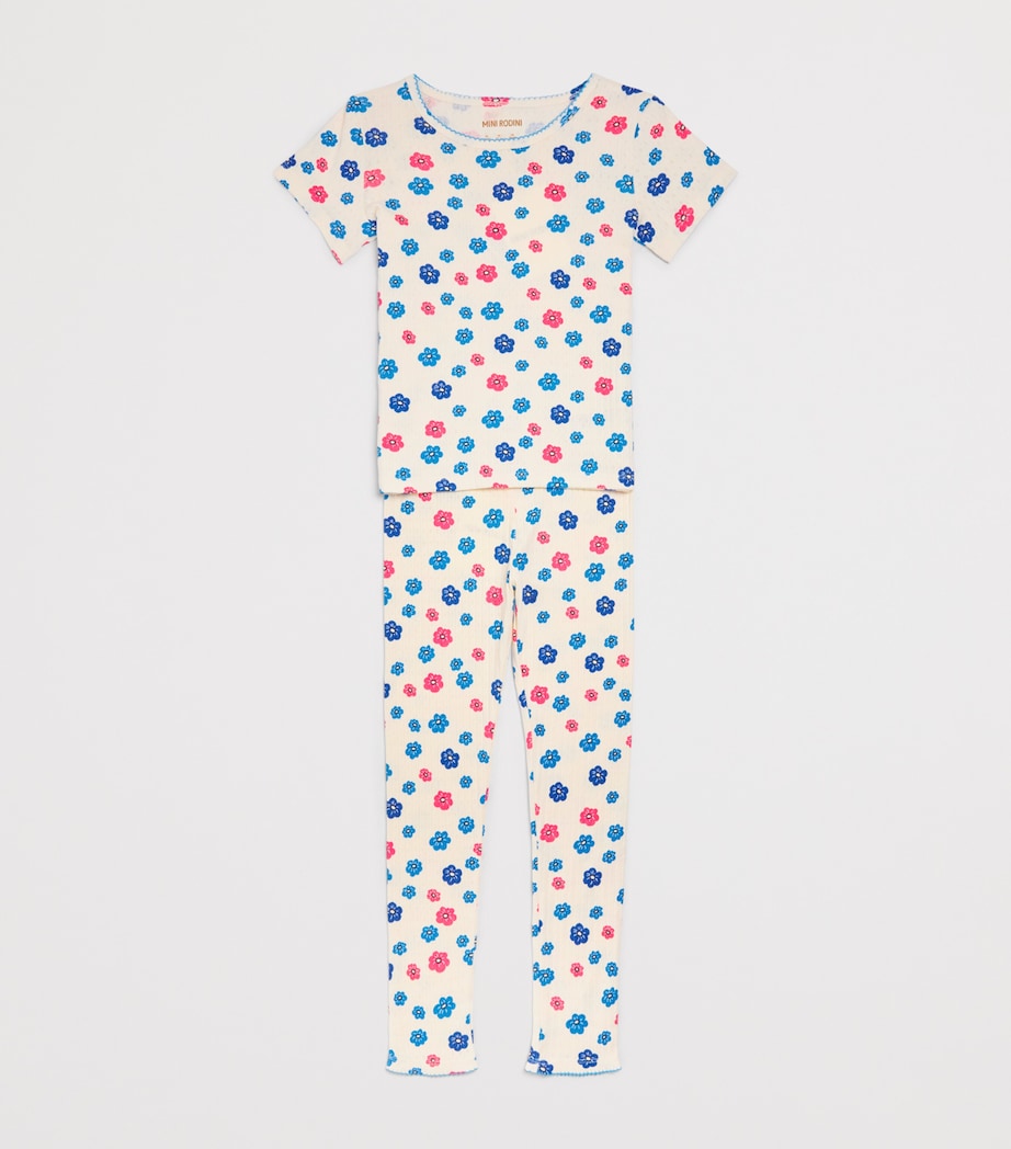 Mini Rodini Pointelle Jersey Floral Leggings (3-11 Years) Image 3