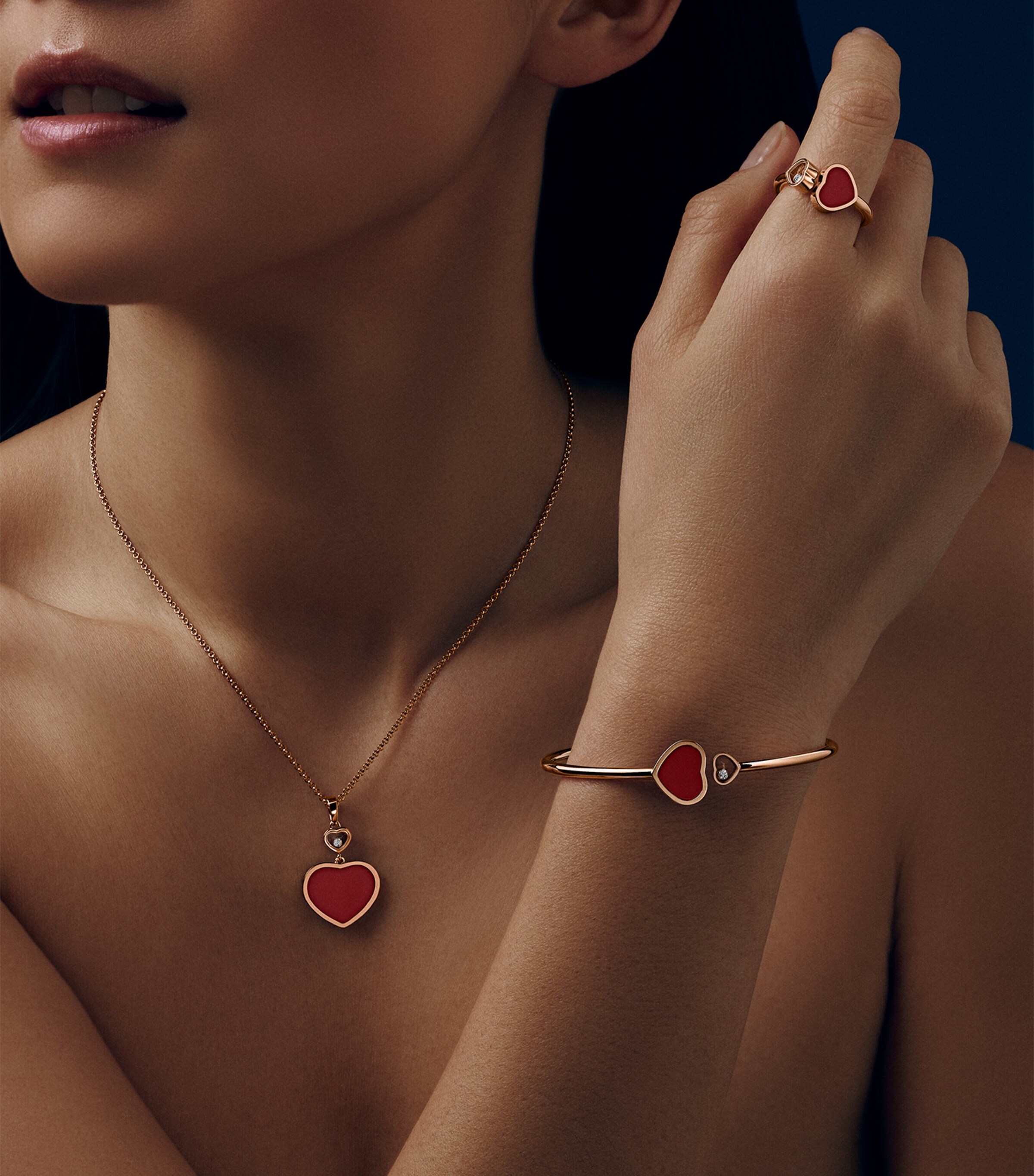 Rose Gold and Diamond Happy Hearts Bangle Image 5