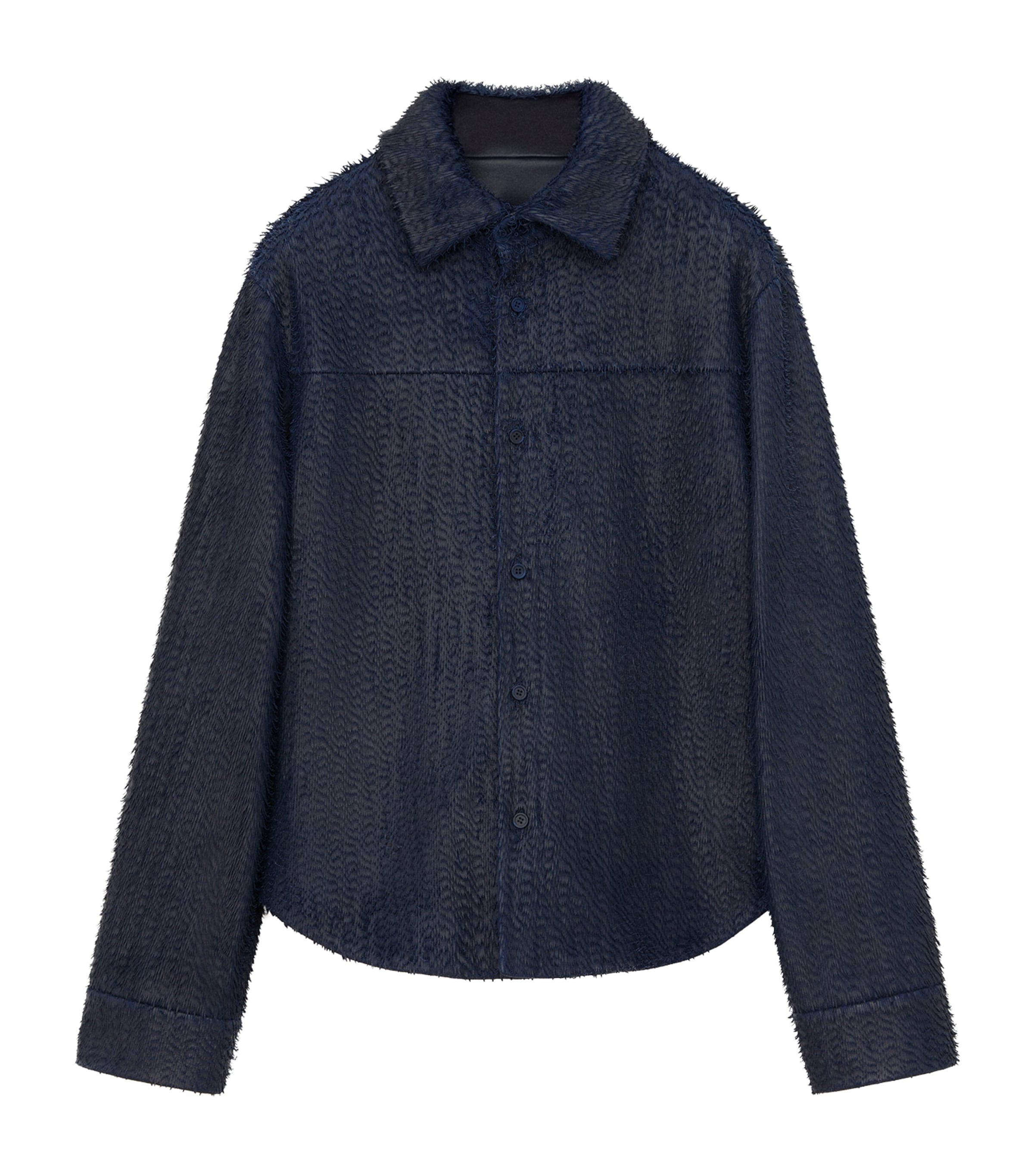 LOEWE Womens Lambskin Textured Overshirt Dark Blue Image 1