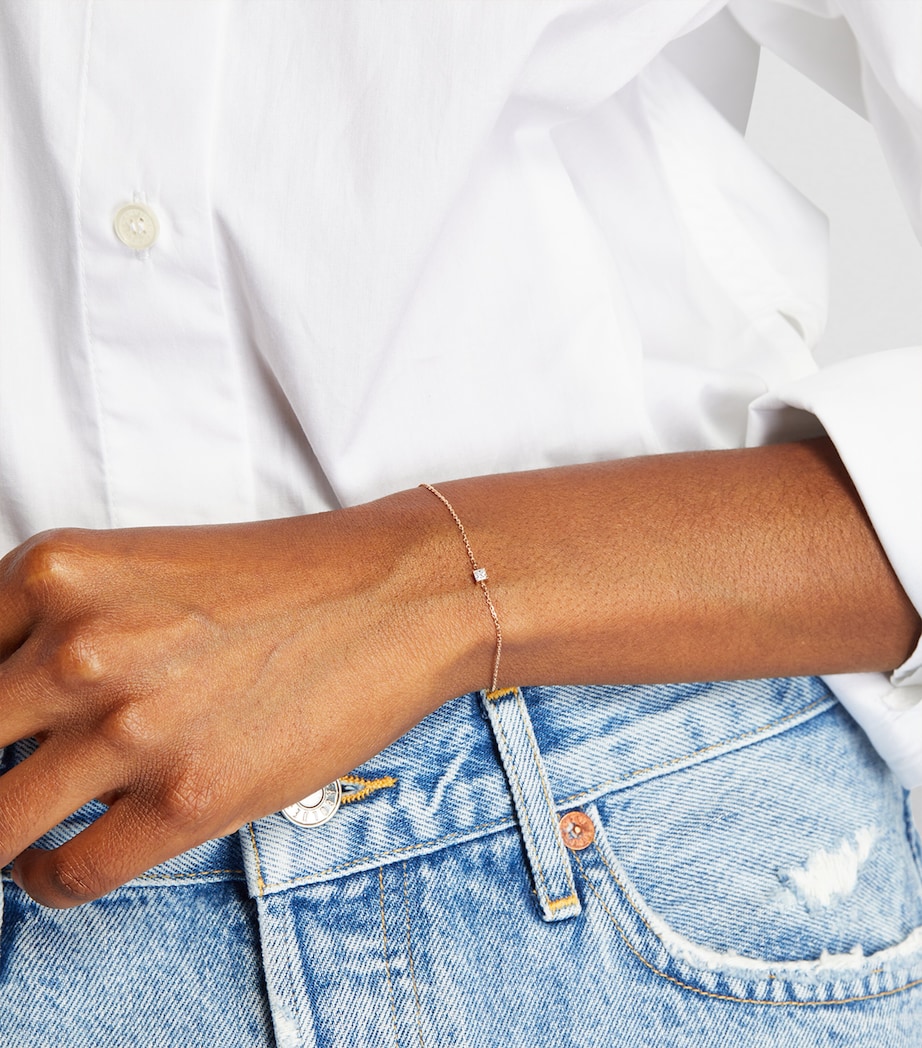 Rose Gold and Diamond Princesse Chain Bracelet RG RED THREAD Image 4
