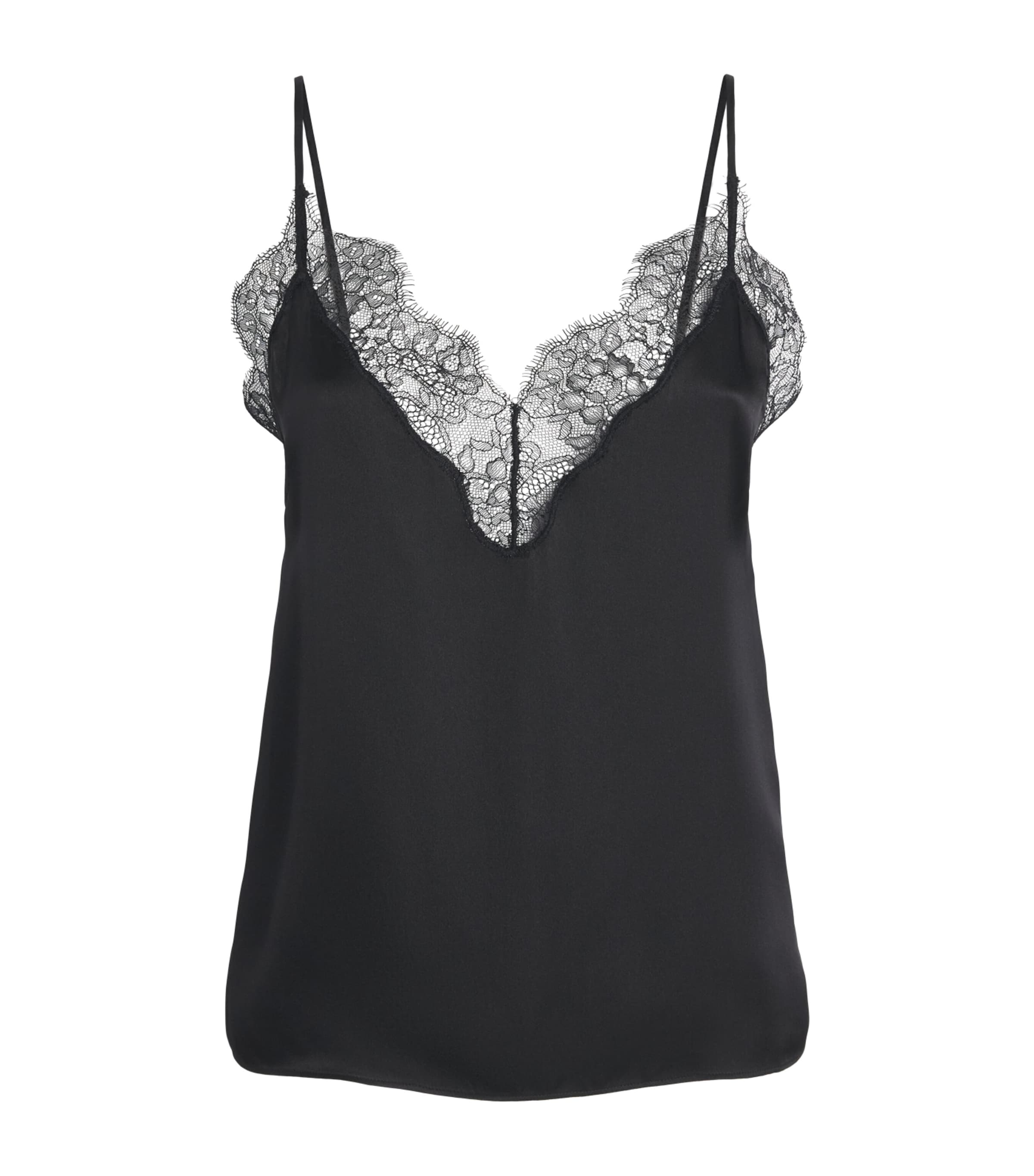 ANINE BING Womens Silk-Blend Mael Cami Top Black Image 1