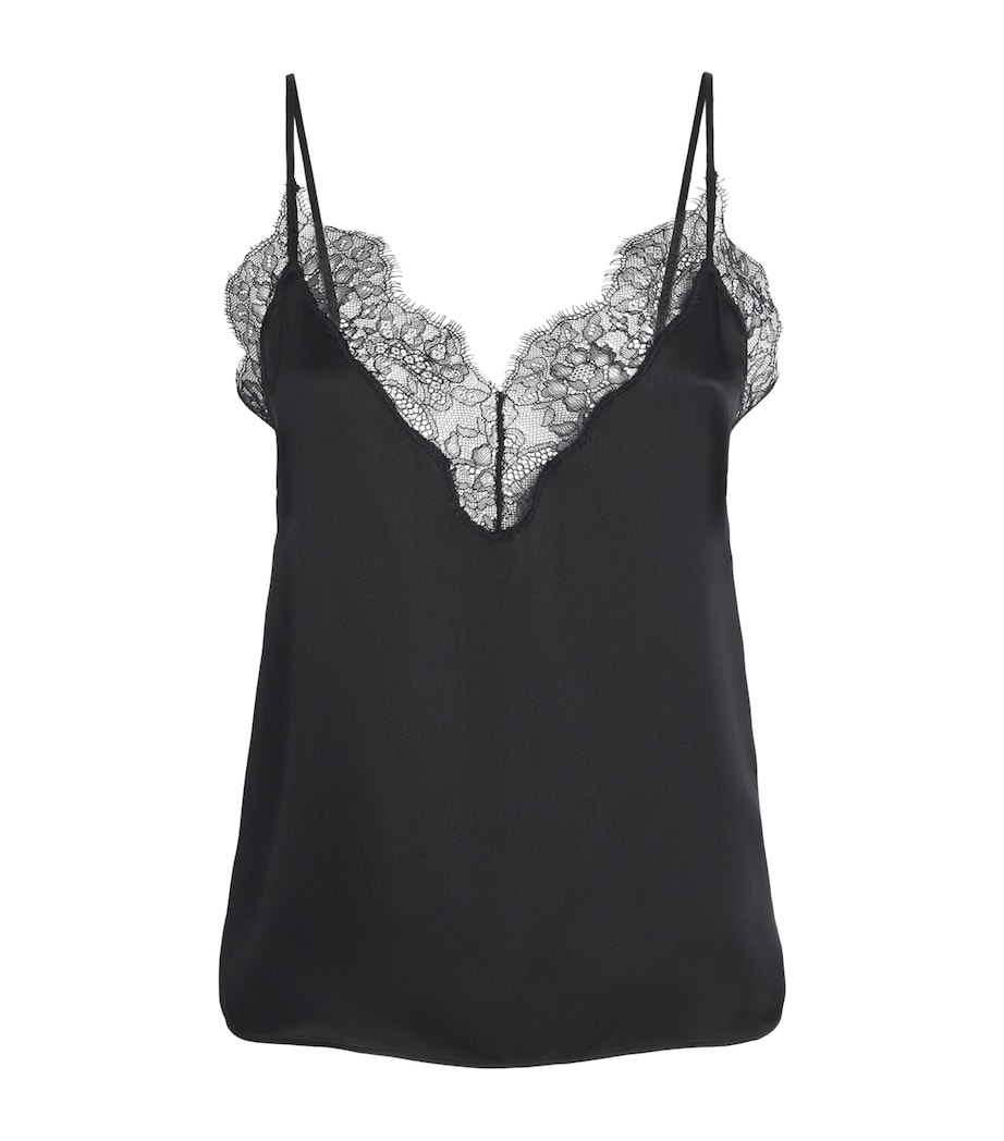ANINE BING Womens Silk-Blend Mael Cami Top Black Image 1