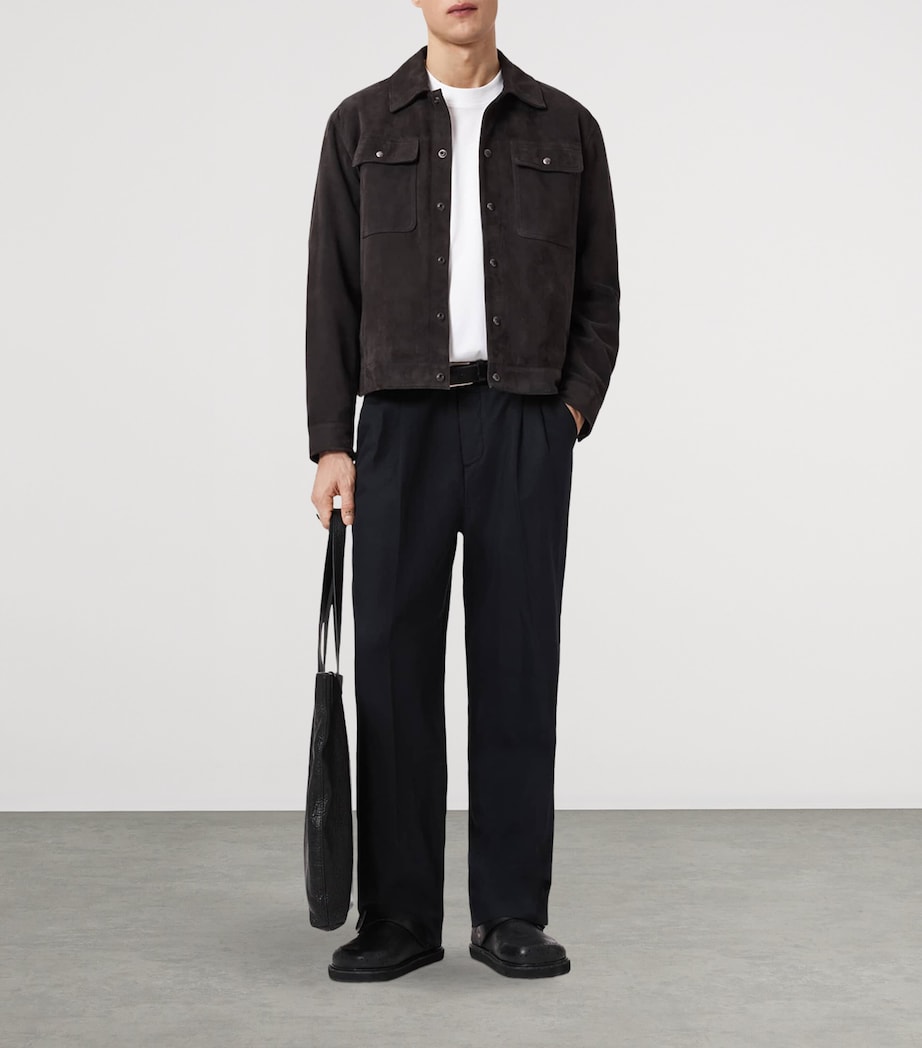 AllSaints Mens Linen-Organic Cotton Roland Straight Trousers Faded Black Image 6