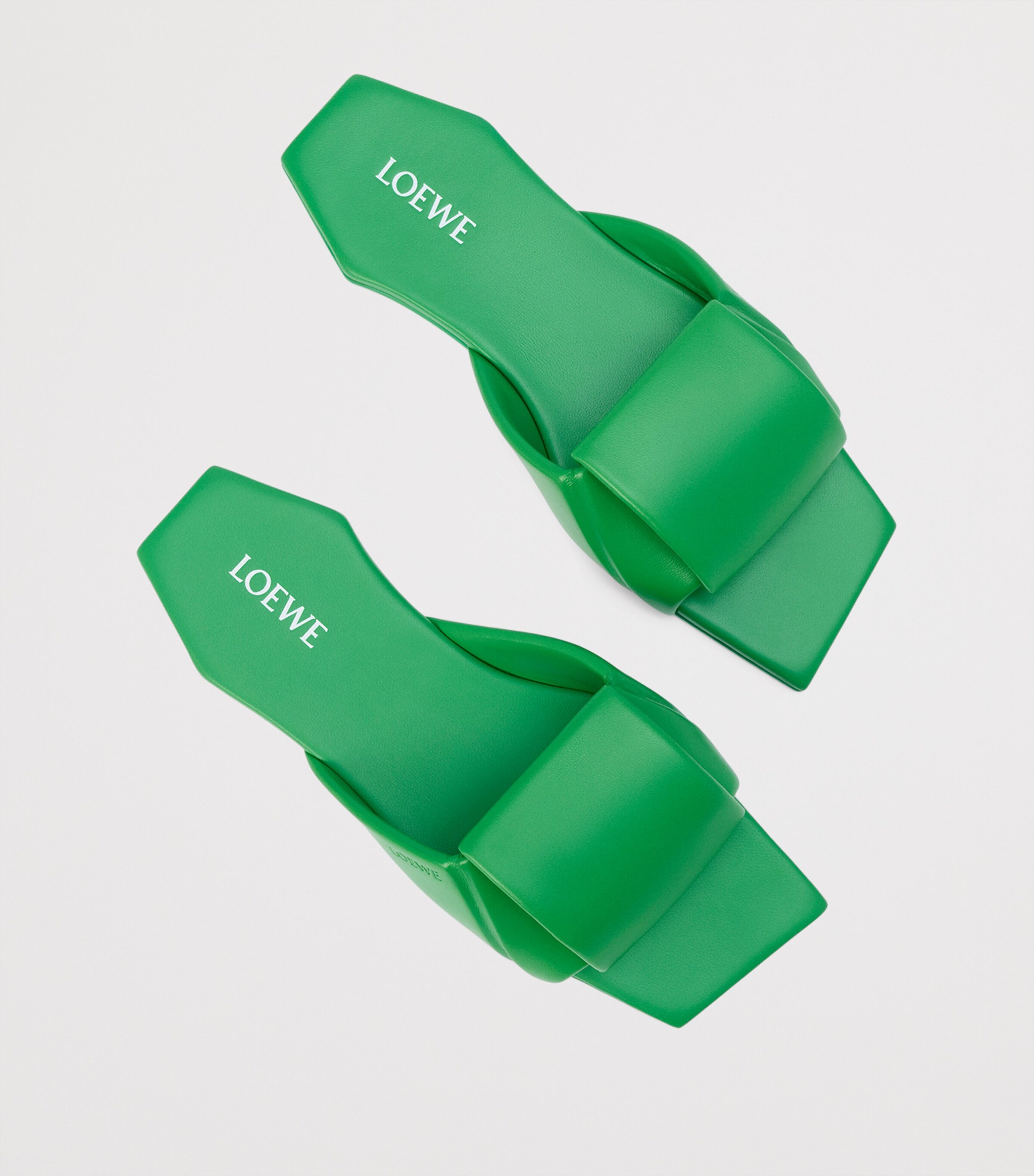LOEWE Leather Origami Slides Clover Green Image 4