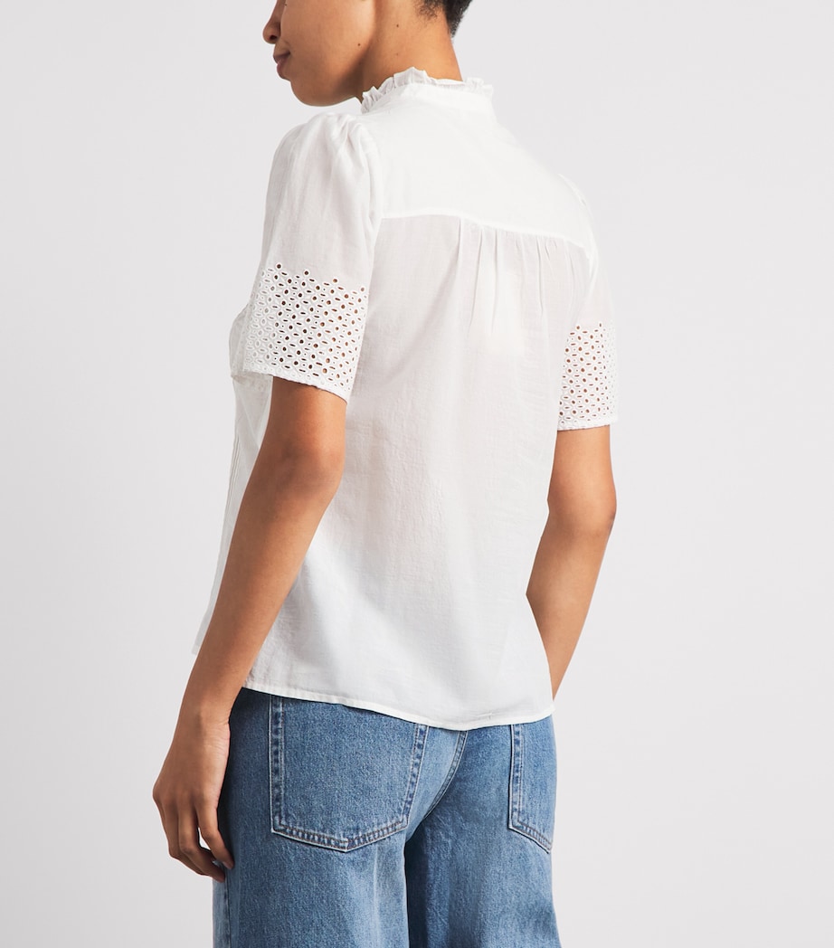 ME+EM Womens Cotton Broderie Anglaise Blouse Soft White Image 5