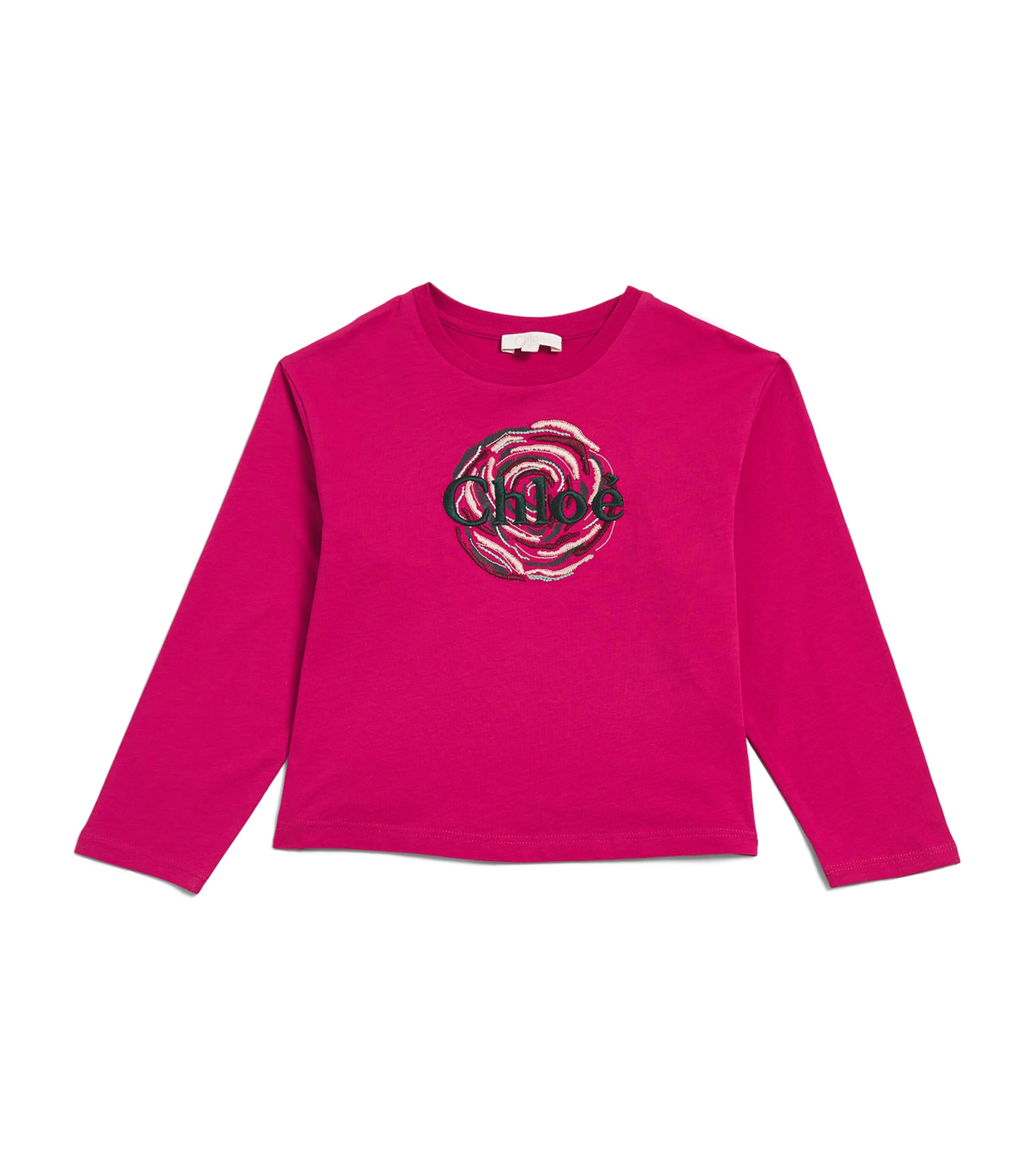 Chloé Kids' Logo-embroidered Cotton T-shirt In Pink